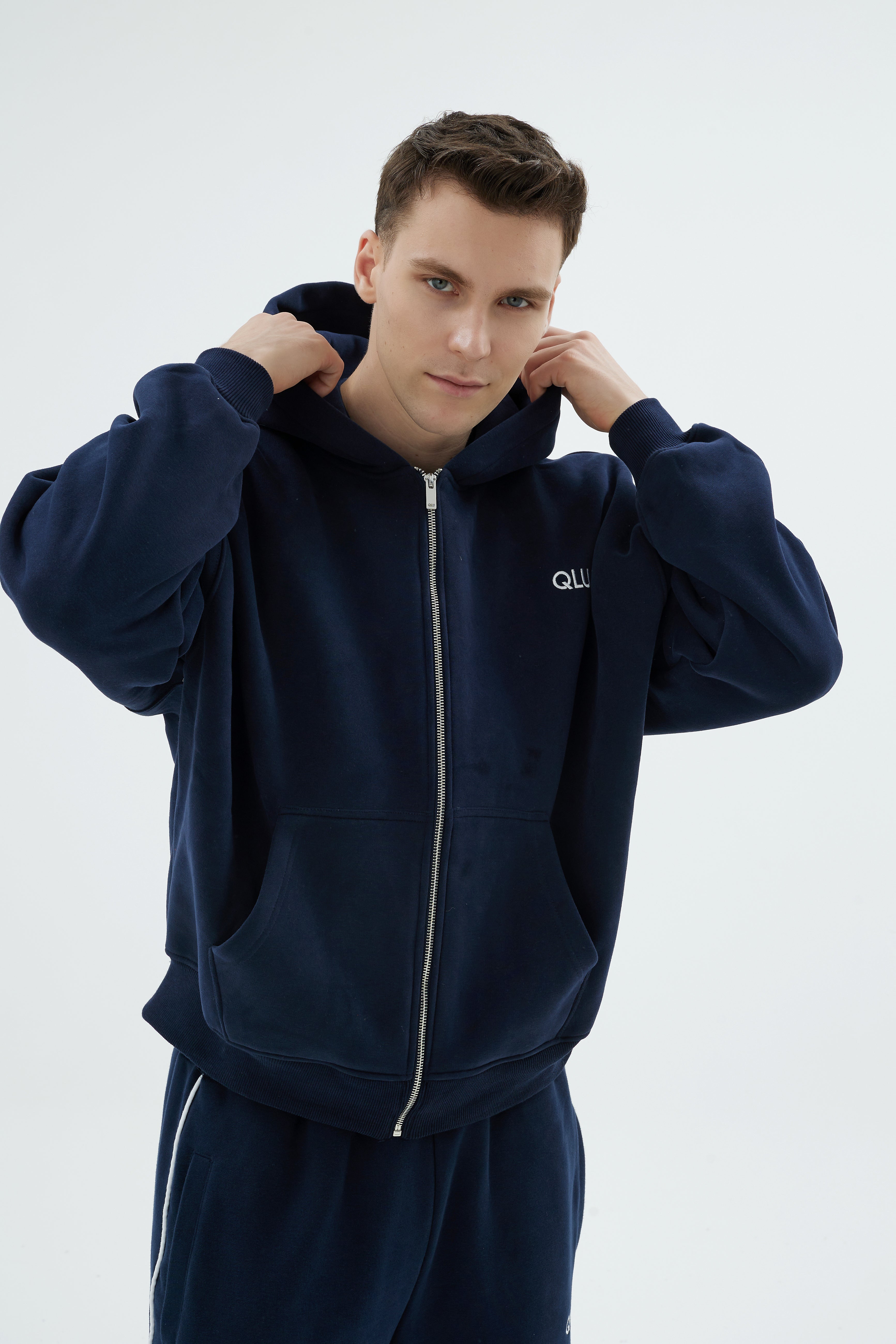 Deluxe Clothing Co. スウェット Lサイズ ダークブルー Rise Collection Erkek Zip Jacket – Dark Blue | QLU