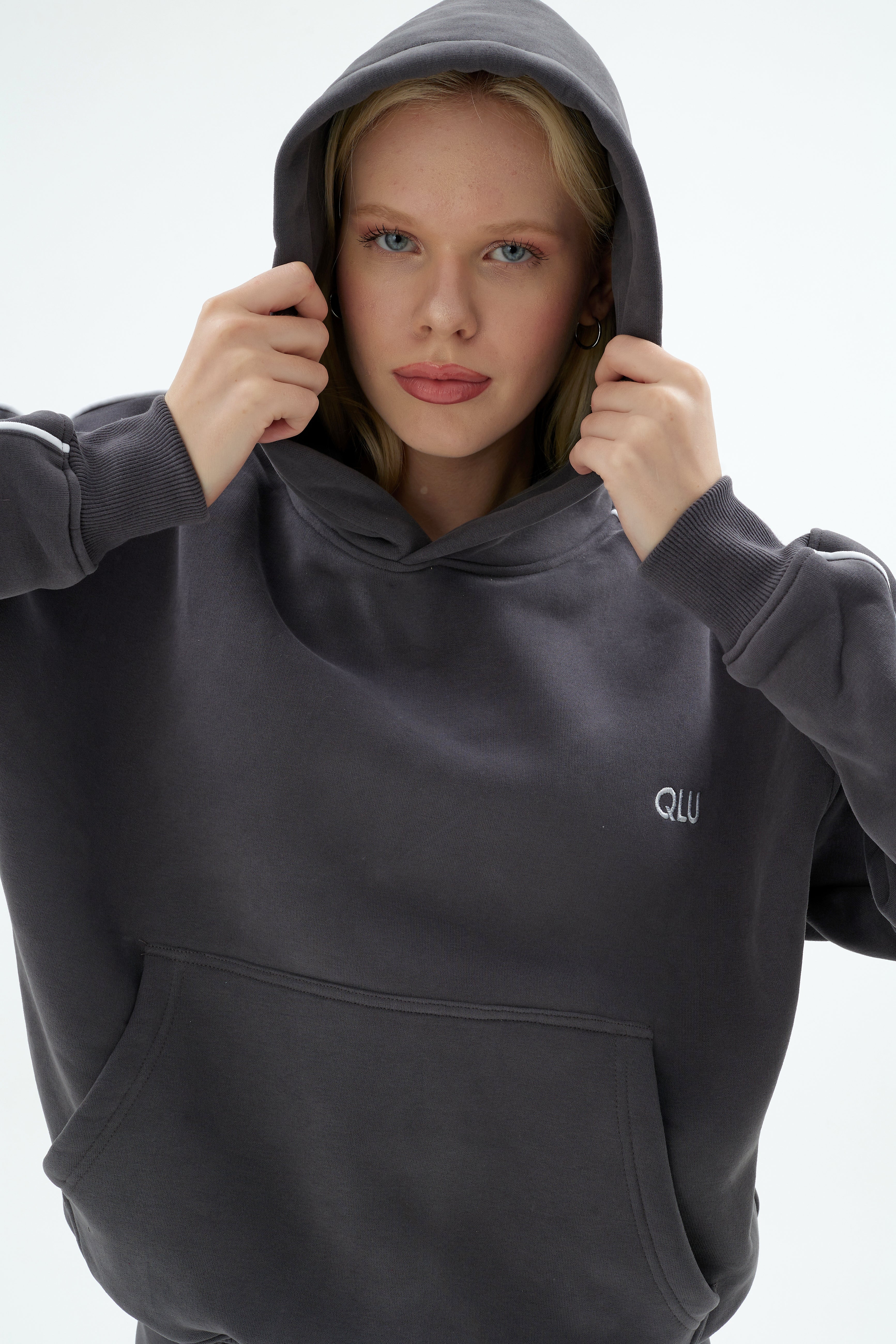 Rise Collection Kadın Line Hoodie – Coal Grey