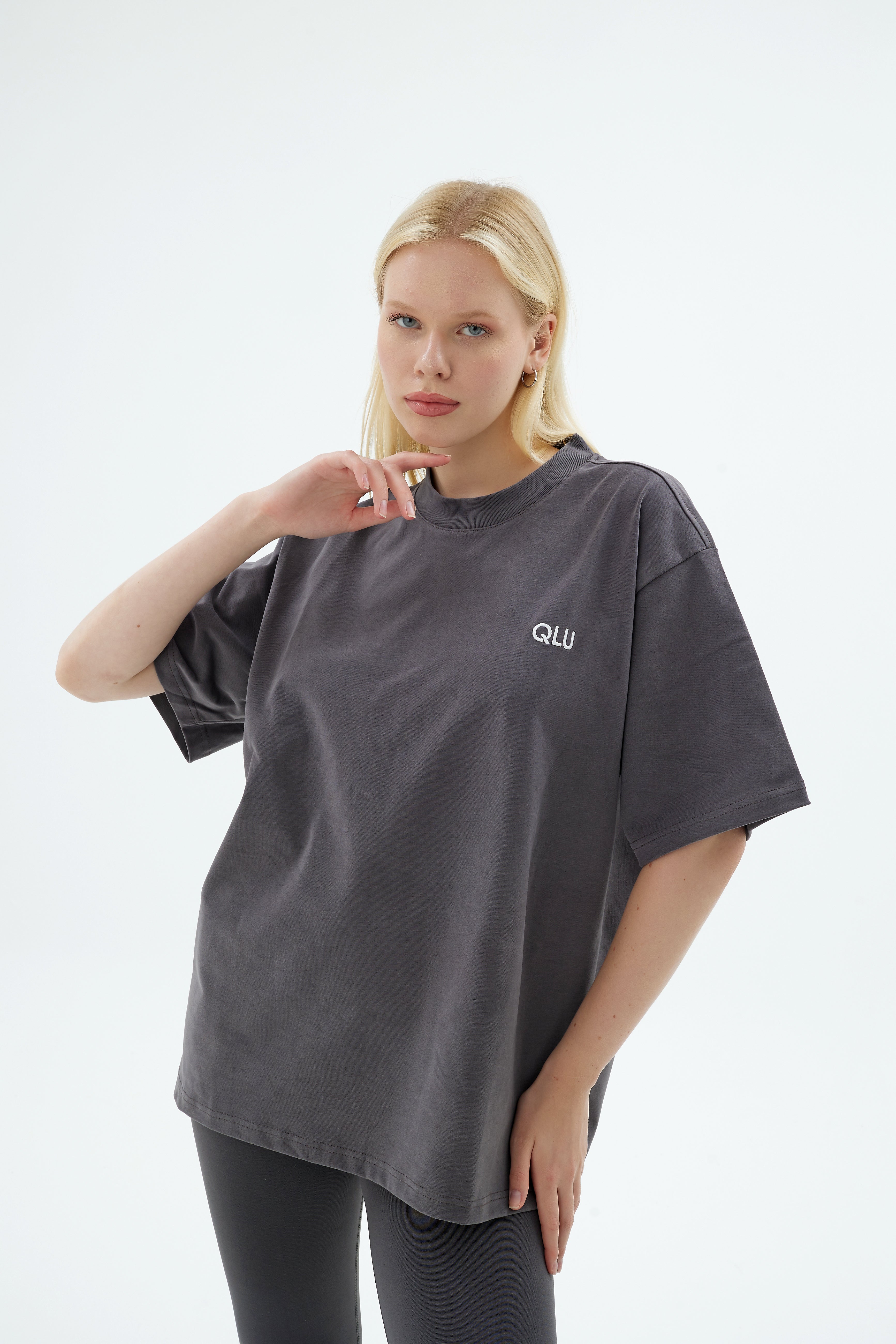 Rise Collection Kadın Overlay T-Shirt – Coal Grey