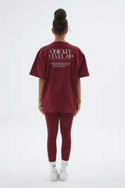 Rise Collection Kadın Overlay T-Shirt – Velvet Red