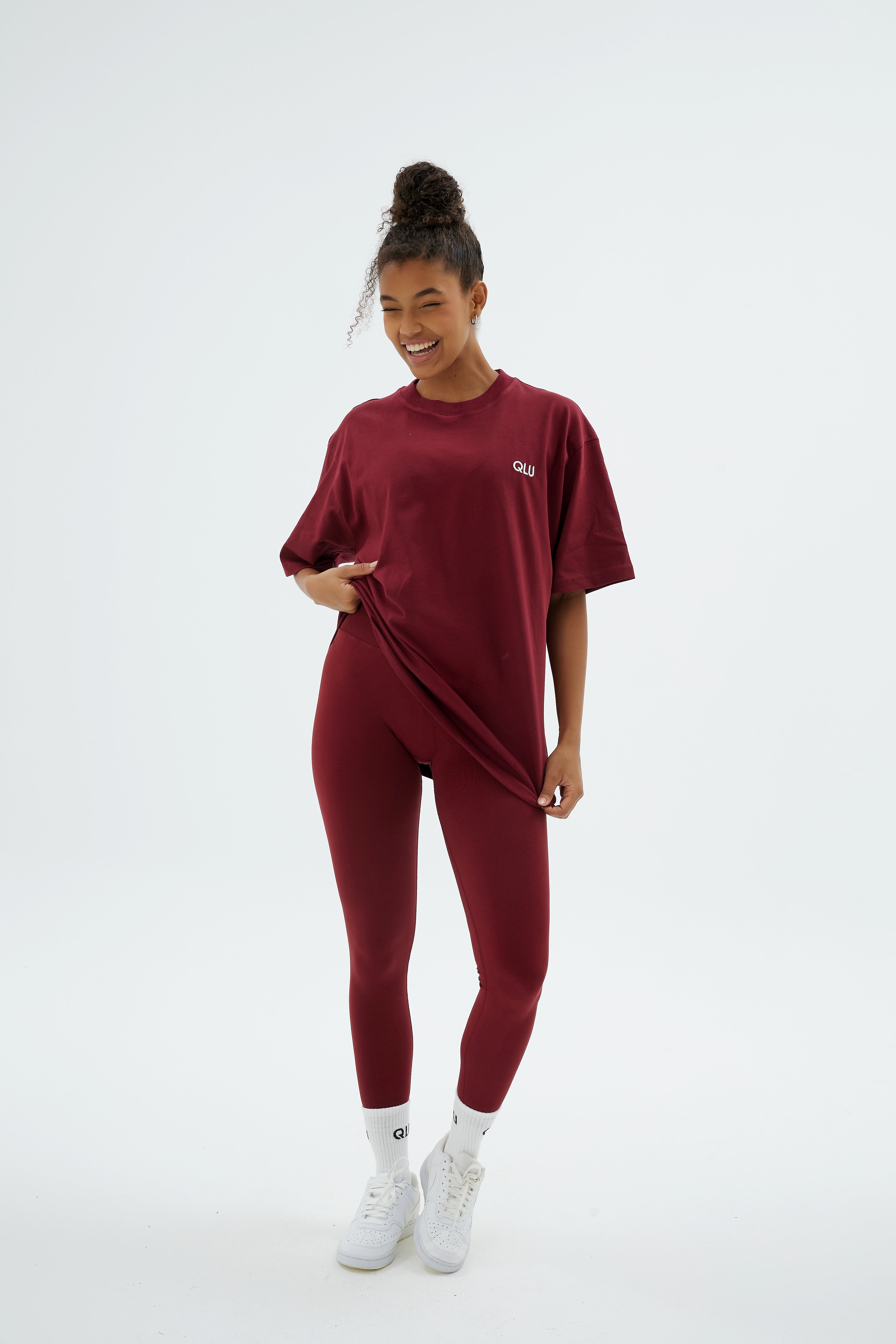 Rise Collection Kadın Overlay T-Shirt – Velvet Red