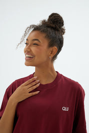 Rise Collection Kadın Overlay T-Shirt – Velvet Red