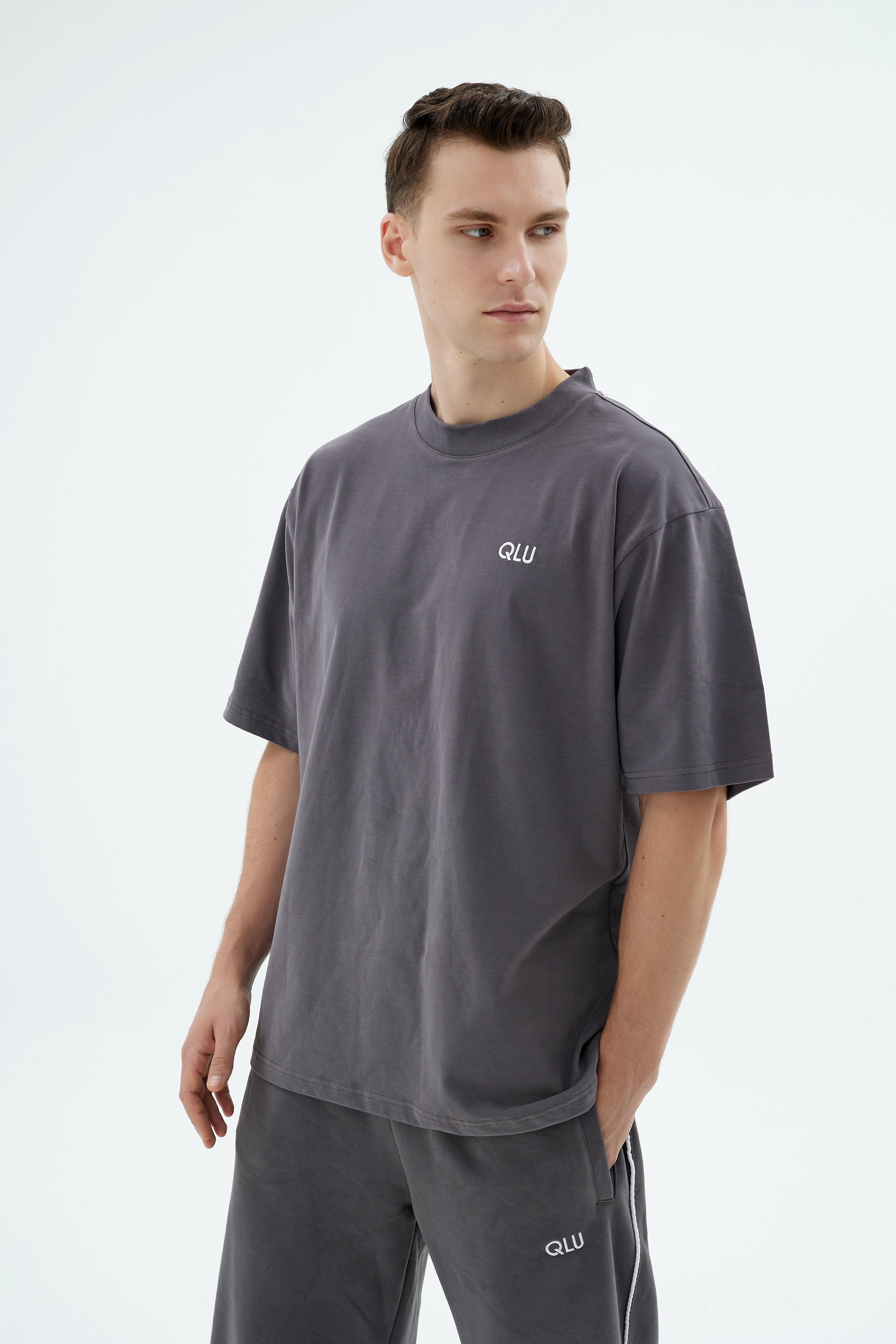 Rise Collection Erkek Combed T-Shirt – Coal Grey | QLU