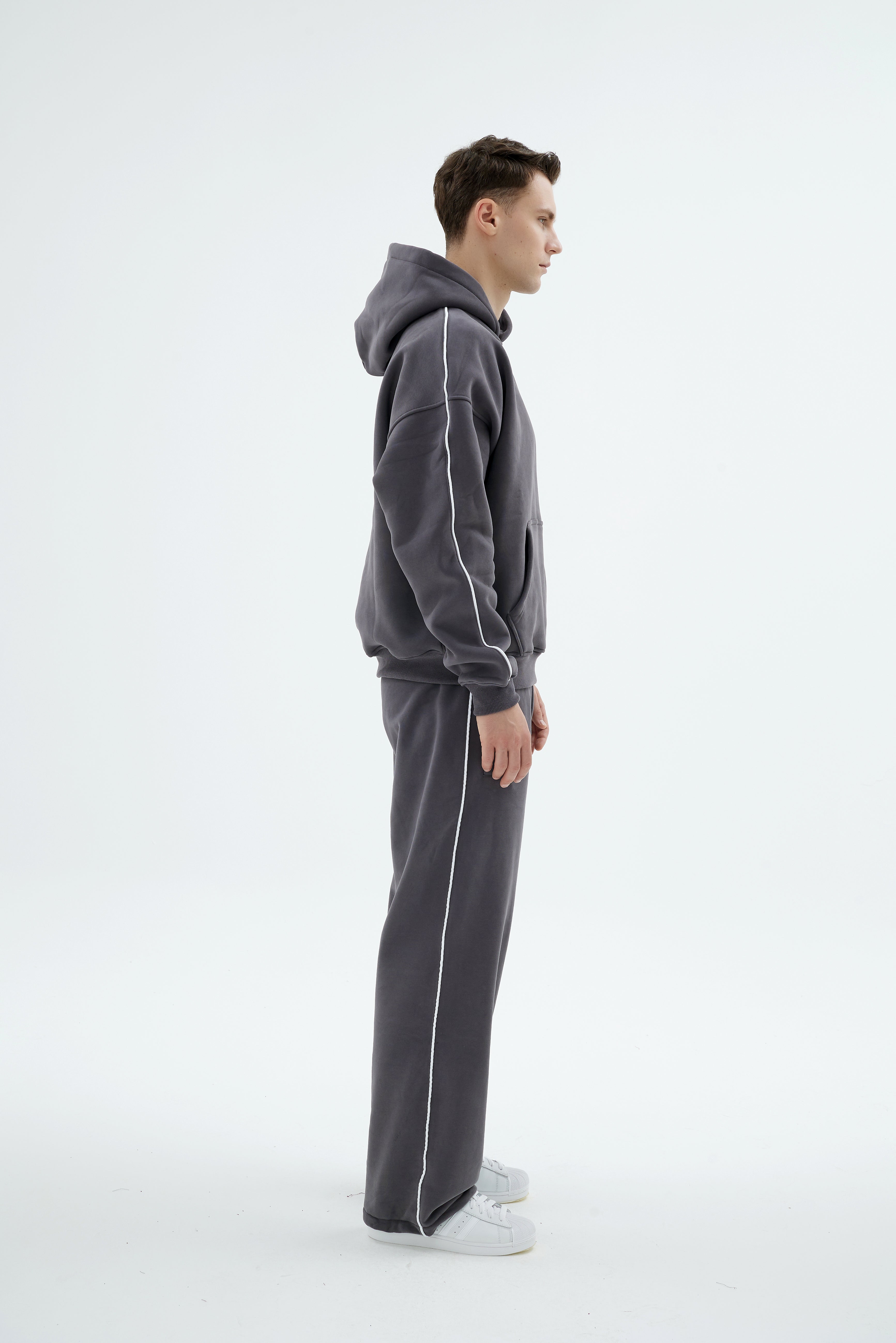 Rise Collection Erkek Line Hoodie – Coal Grey