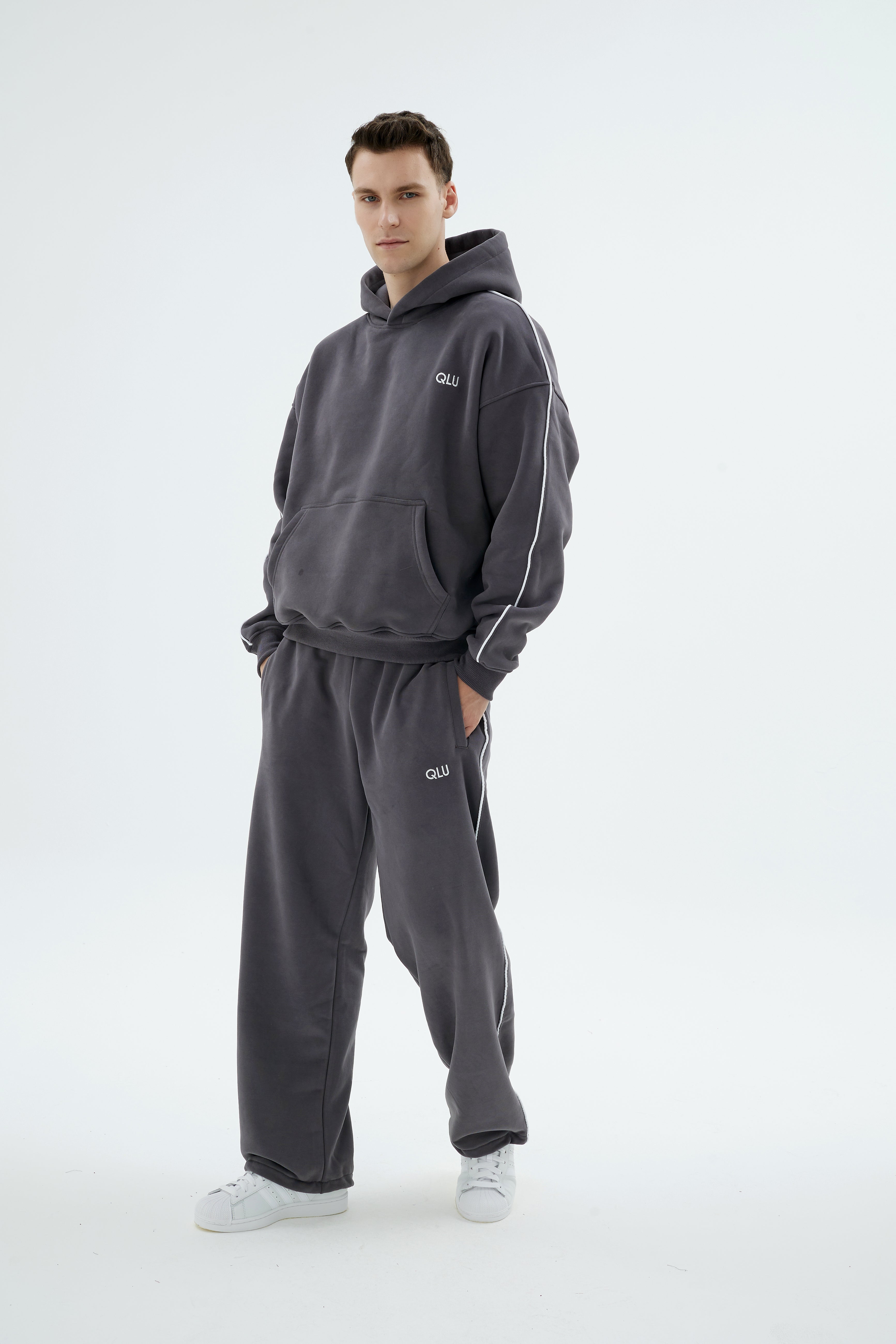 Rise Collection Erkek Line Hoodie – Coal Grey