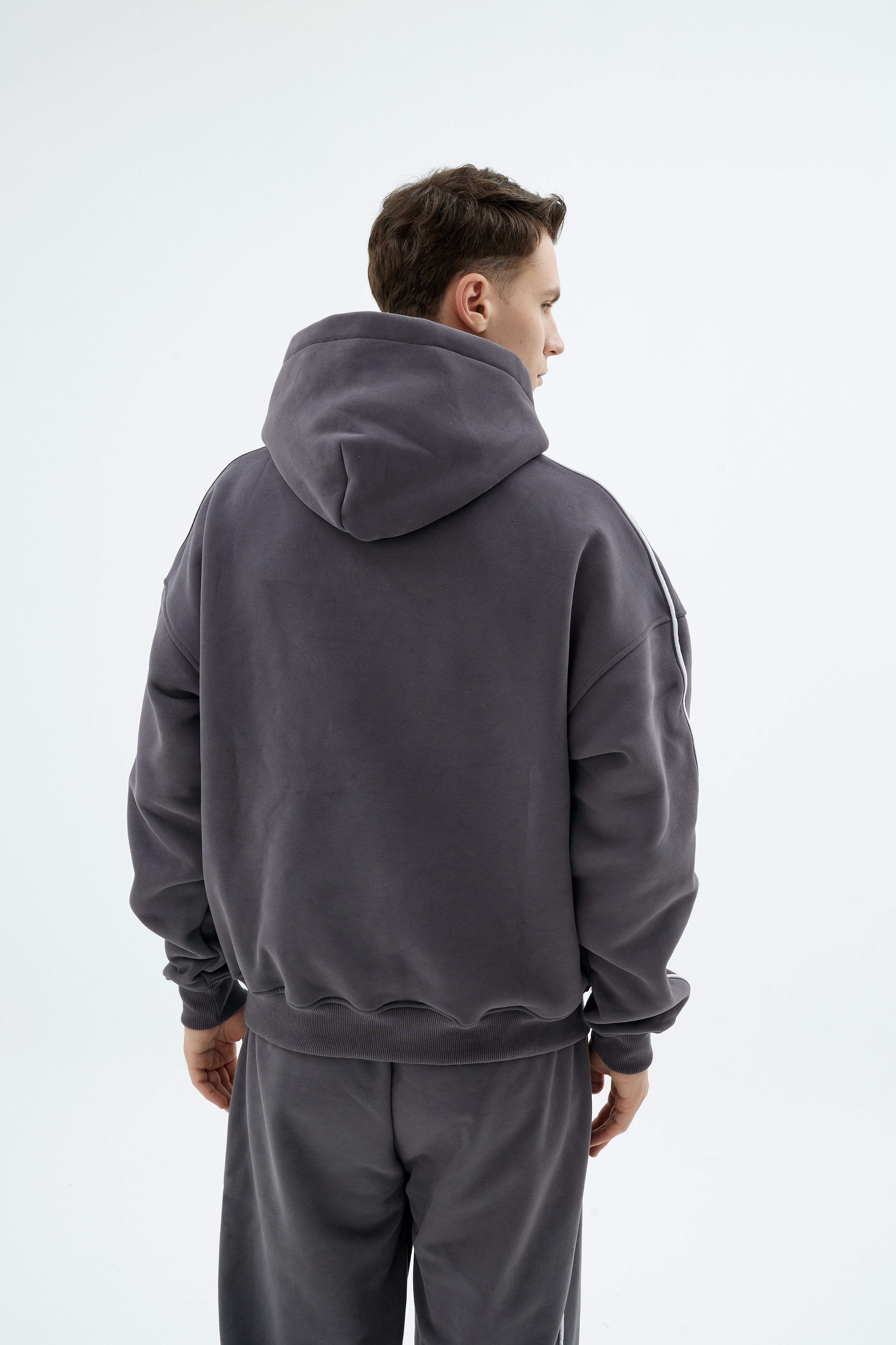 Rise Collection Erkek Line Hoodie – Coal Grey