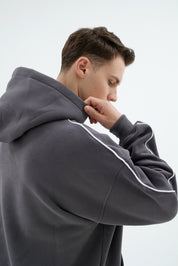 Rise Collection Erkek Line Hoodie – Coal Grey