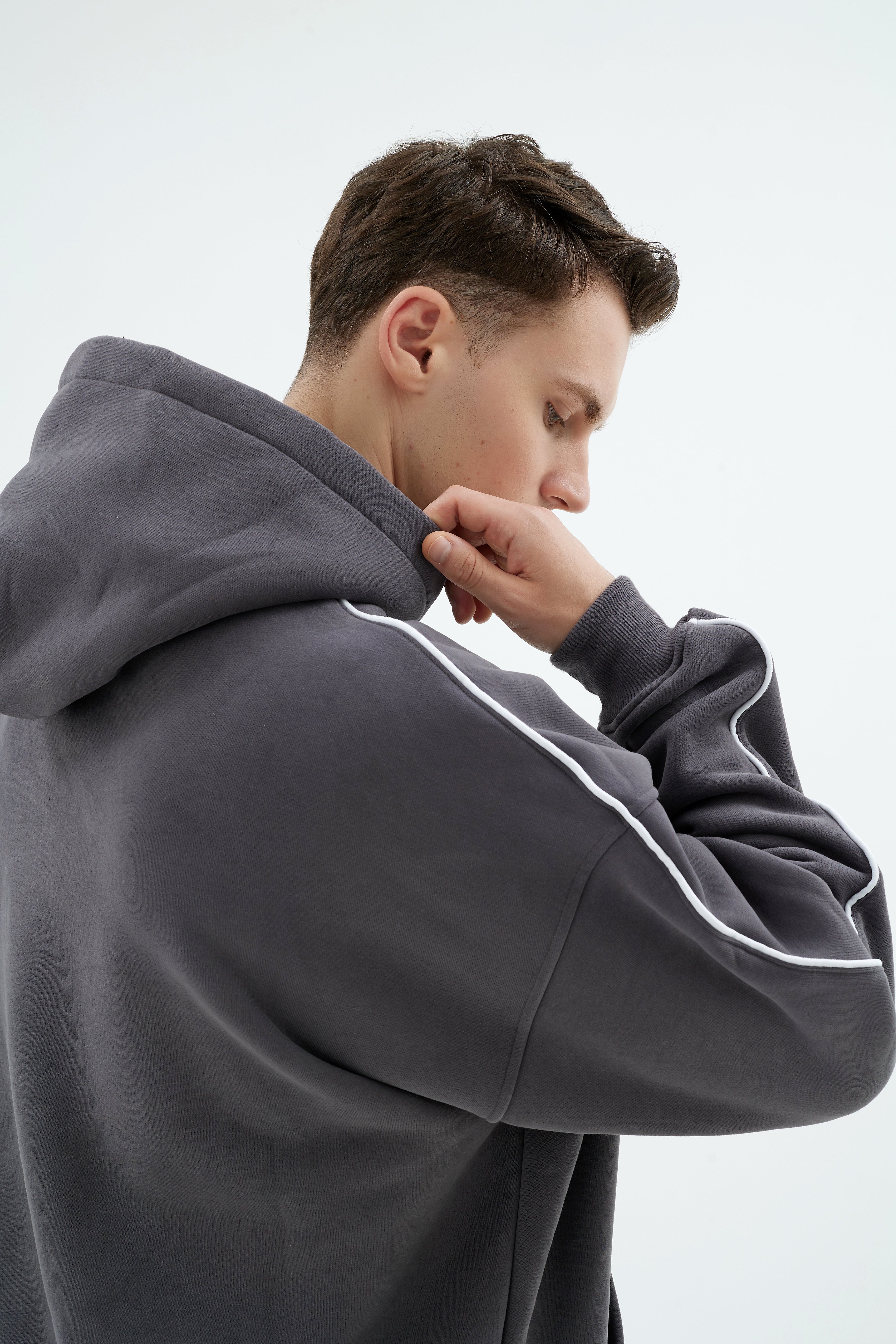 Rise Collection Erkek Line Hoodie – Coal Grey