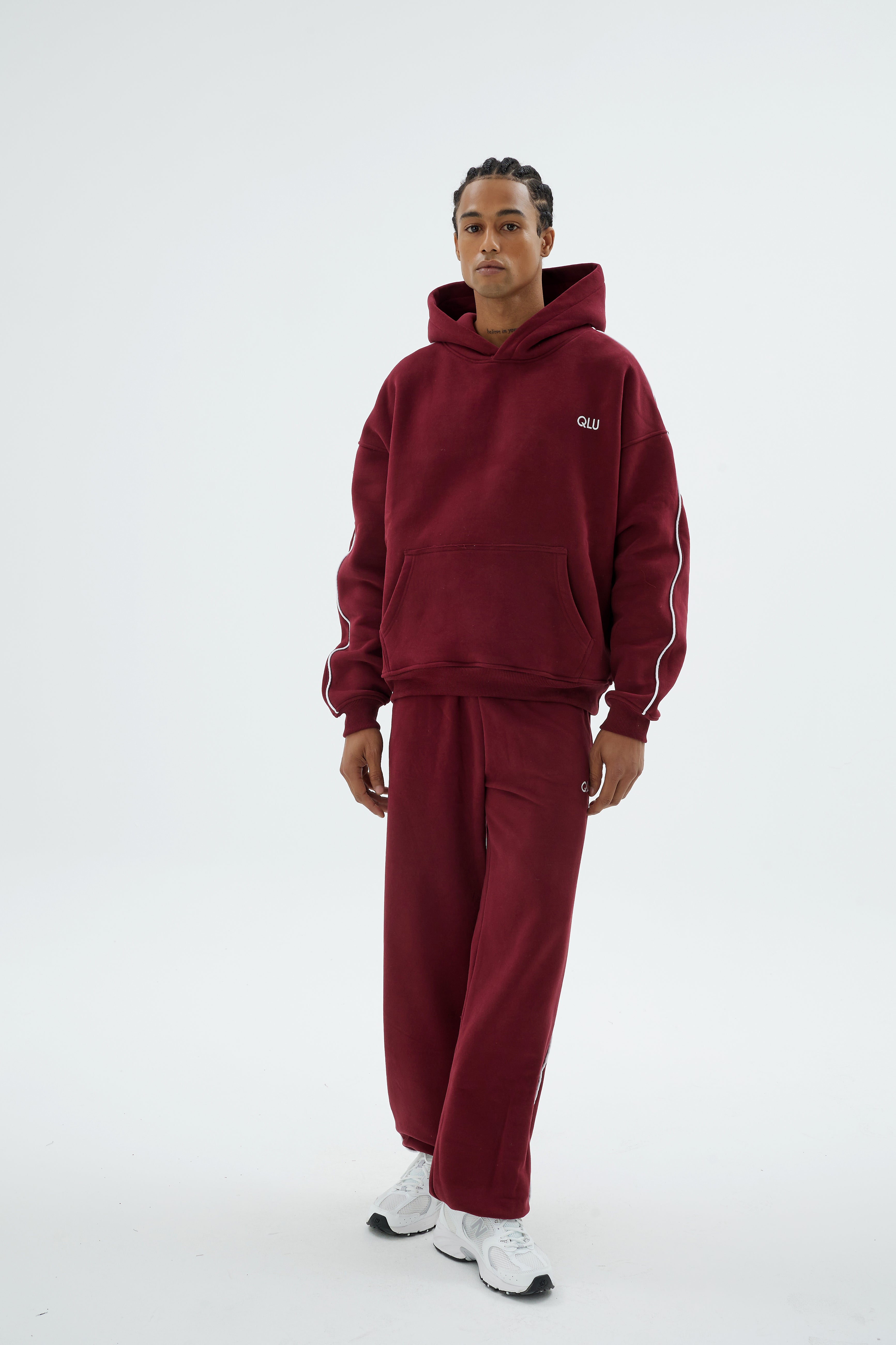 Rise Collection Erkek Line Hoodie – Velvet Red