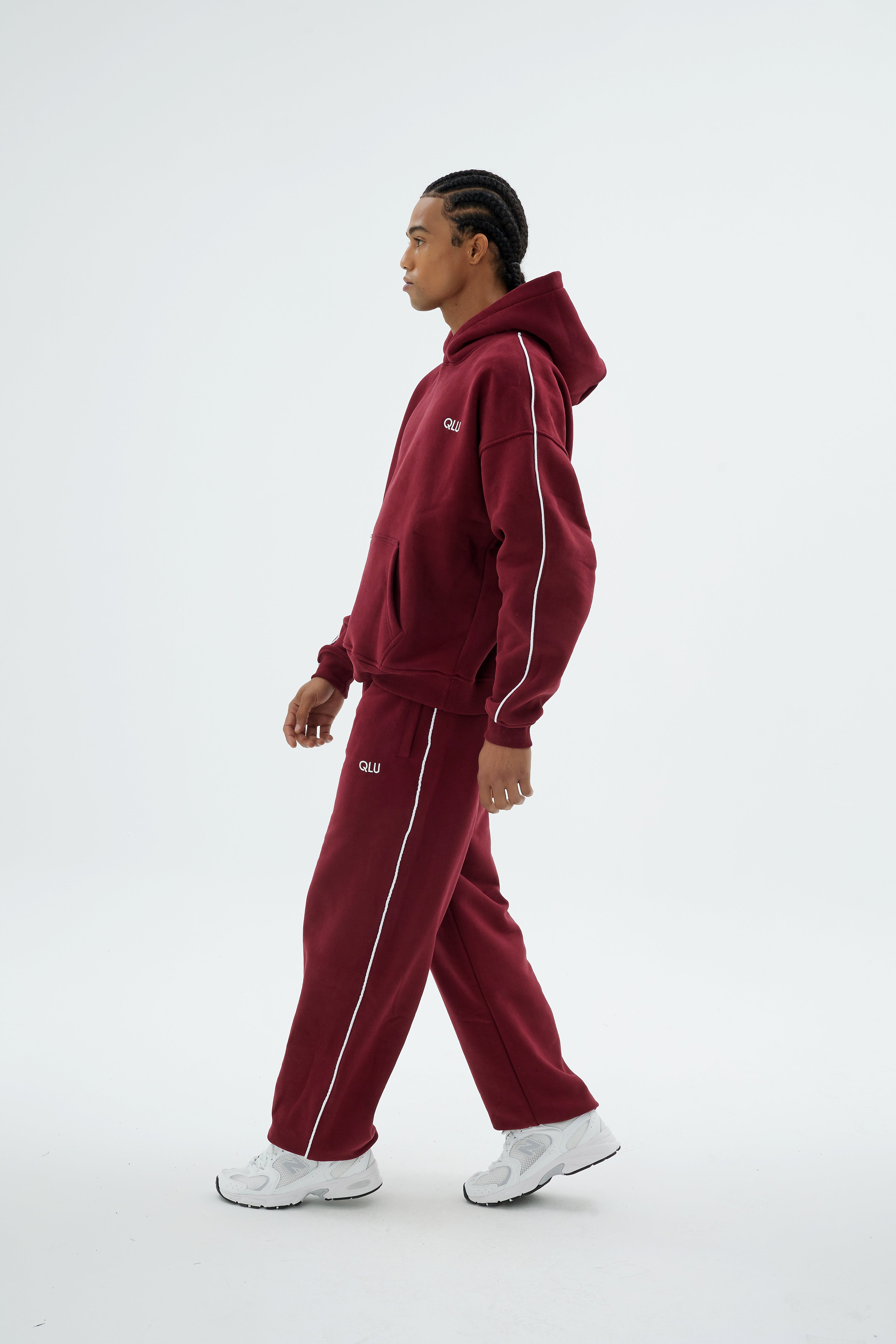 Rise Collection Erkek Line Hoodie – Velvet Red