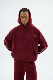 Rise Collection Erkek Line Hoodie – Velvet Red