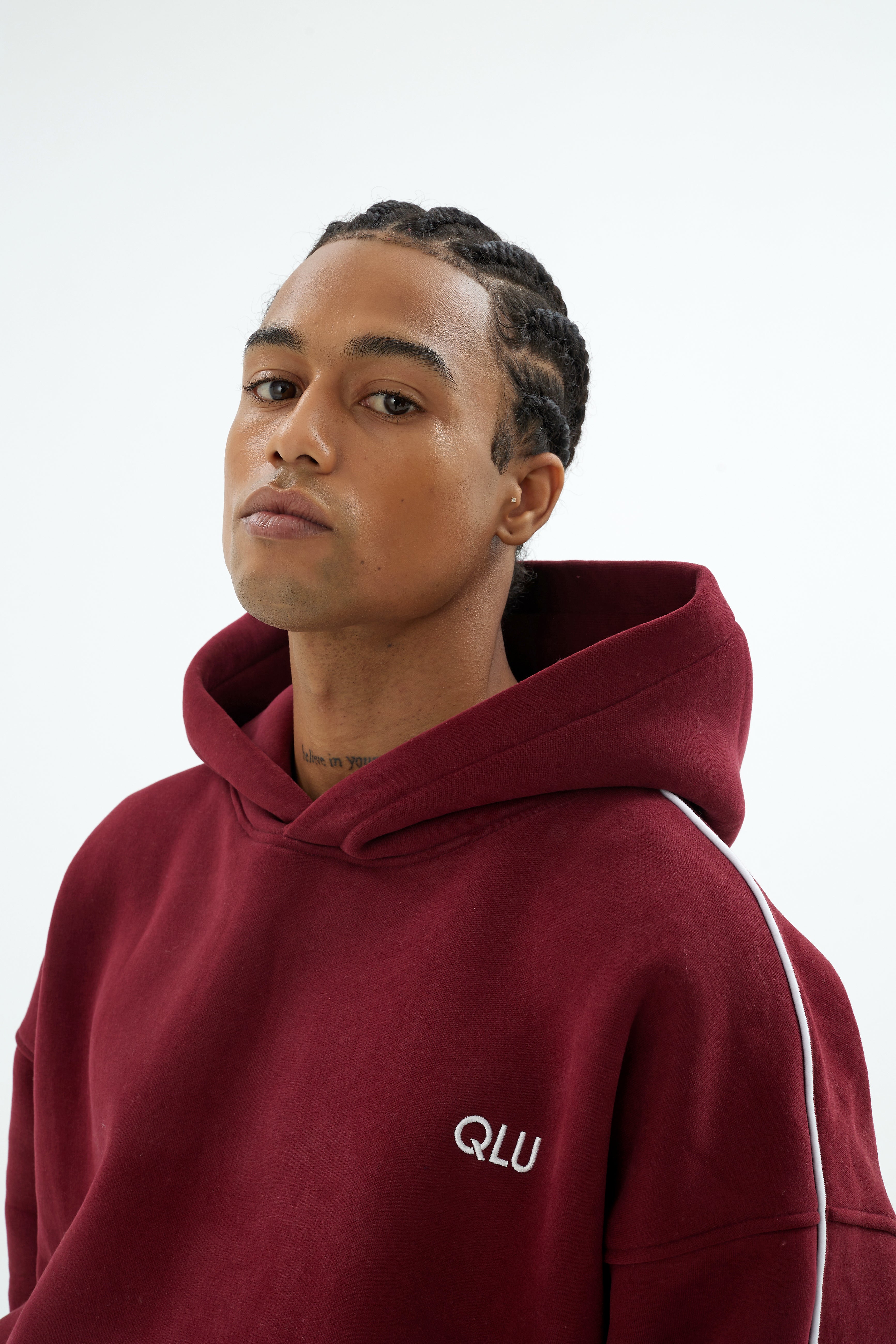 Rise Collection Erkek Line Hoodie – Velvet Red