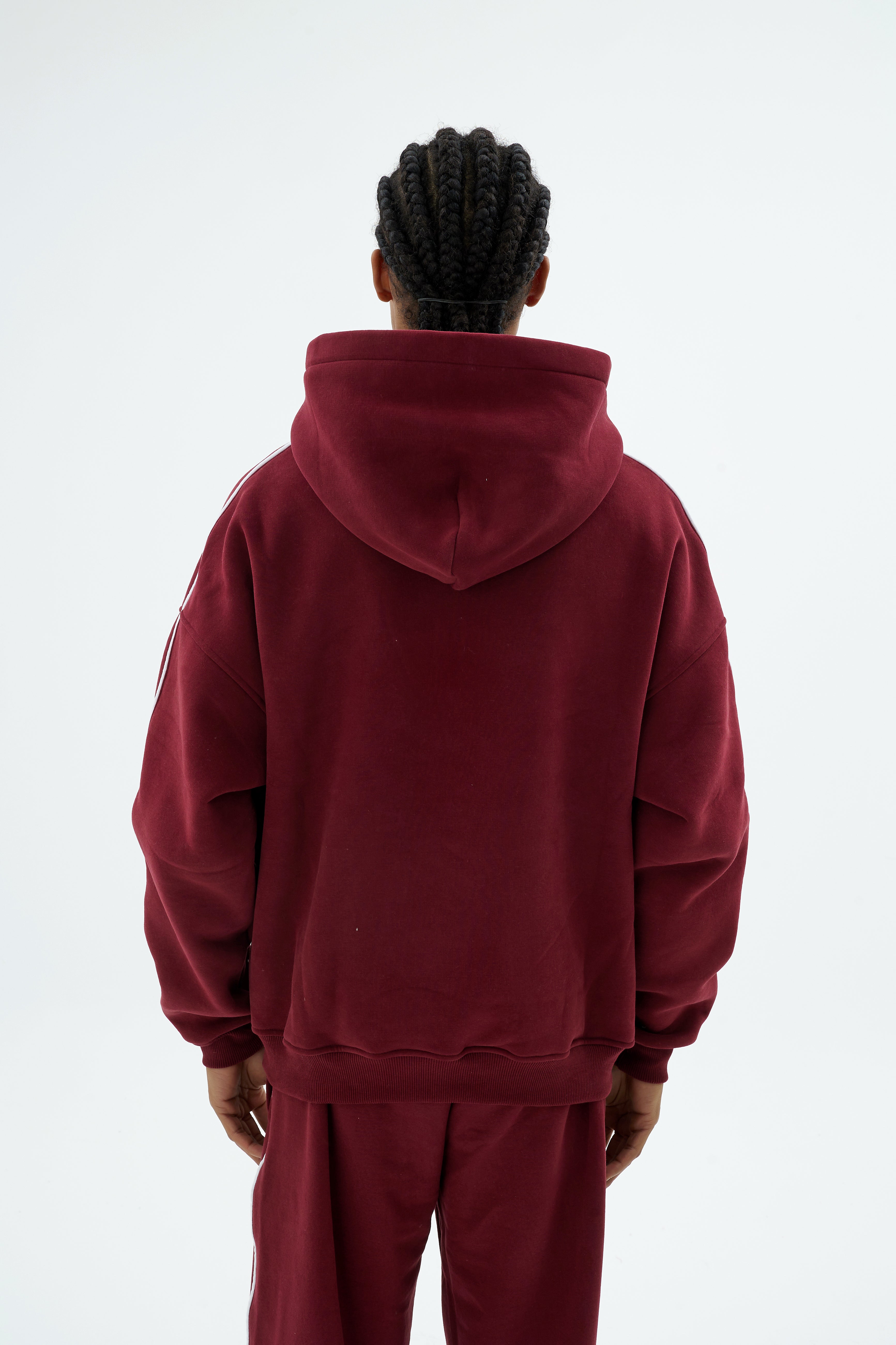 Rise Collection Erkek Line Hoodie – Velvet Red