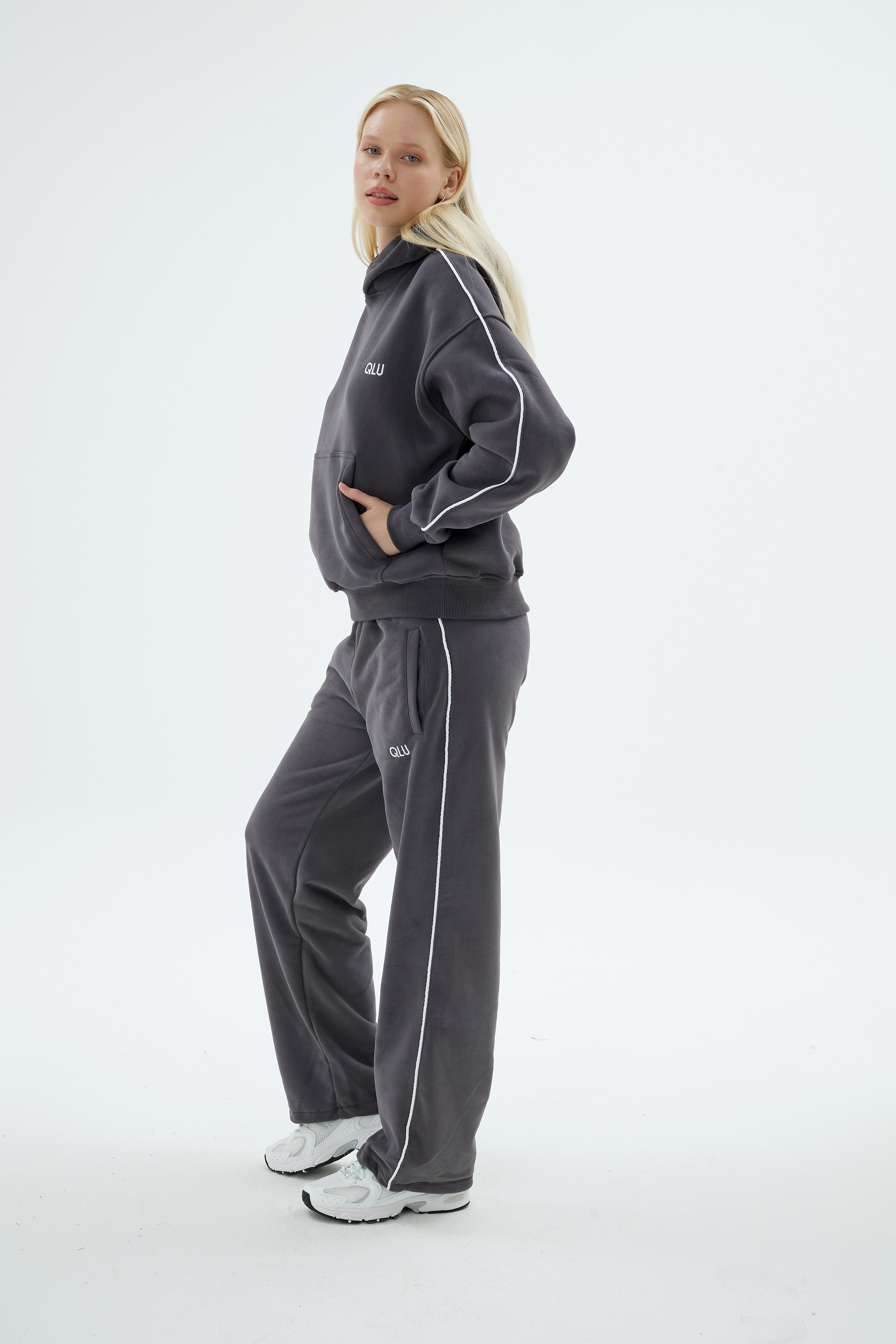 Rise Collection Kadın Line Hoodie – Coal Grey