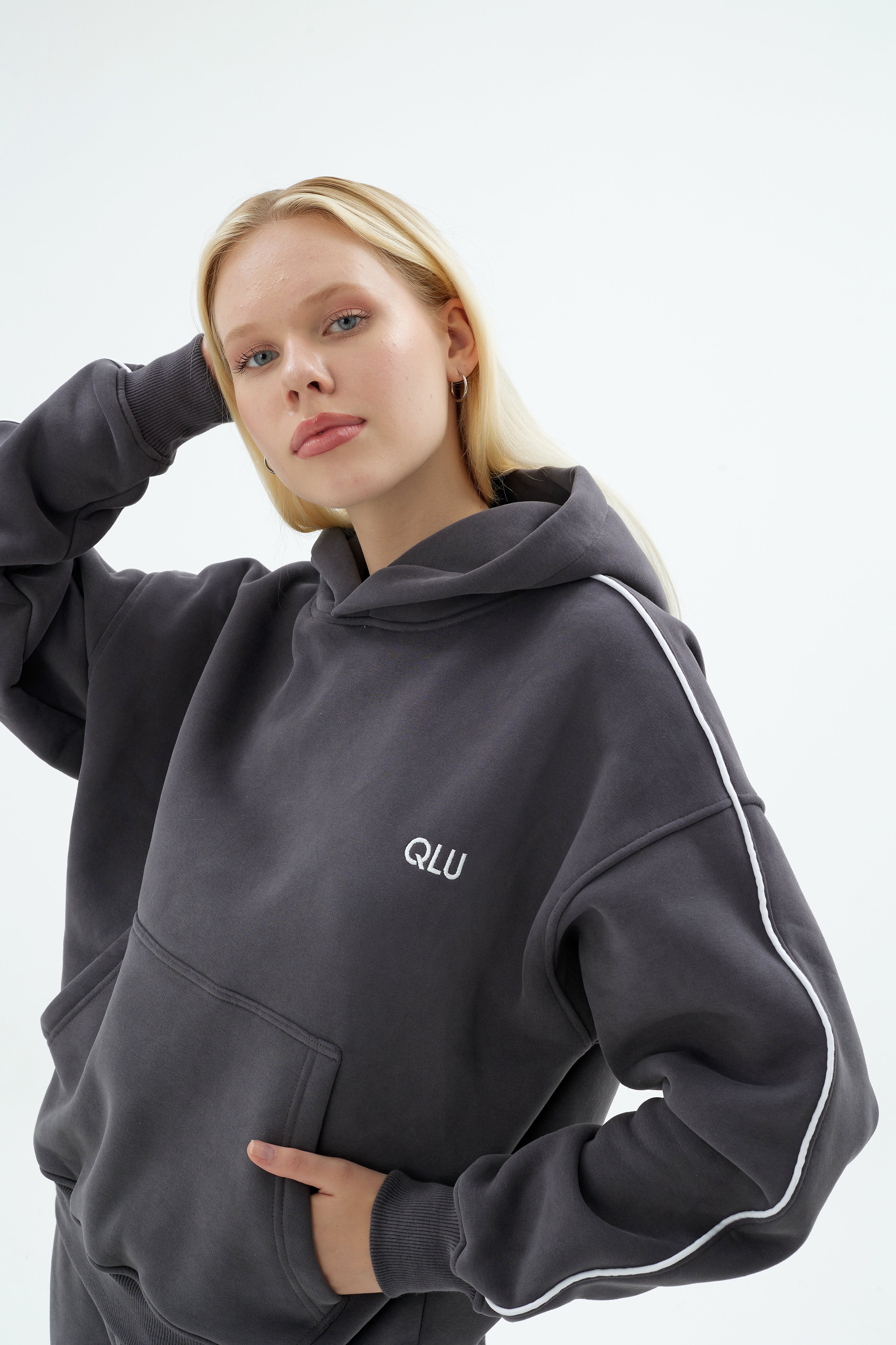Rise Collection Kadın Line Hoodie – Coal Grey