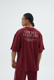Rise Collection Erkek Overlay T-Shirt – Velvet Red
