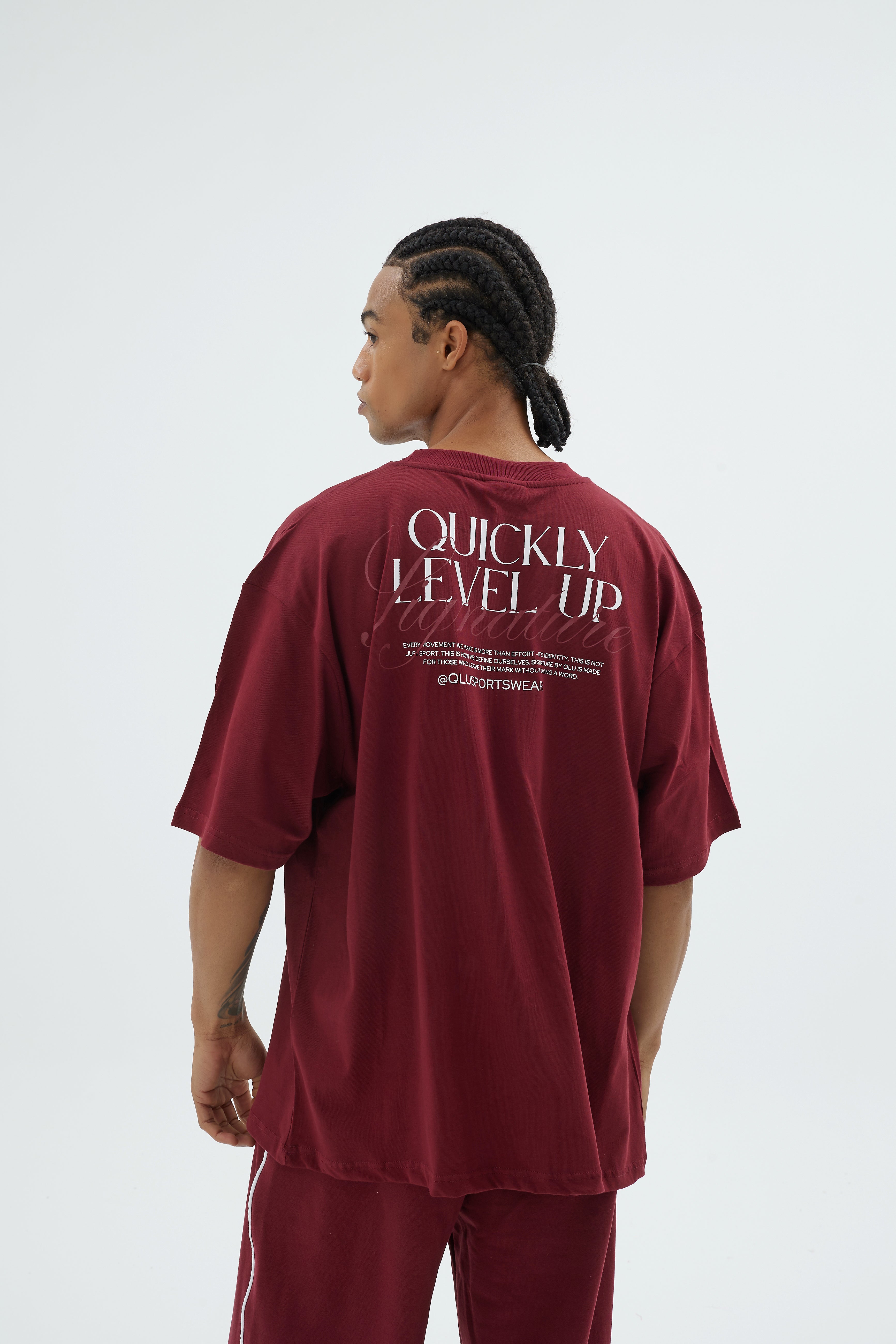 Rise Collection Erkek Overlay T-Shirt – Velvet Red