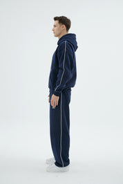 Rise Collection Erkek Line Hoodie – Dark Blue