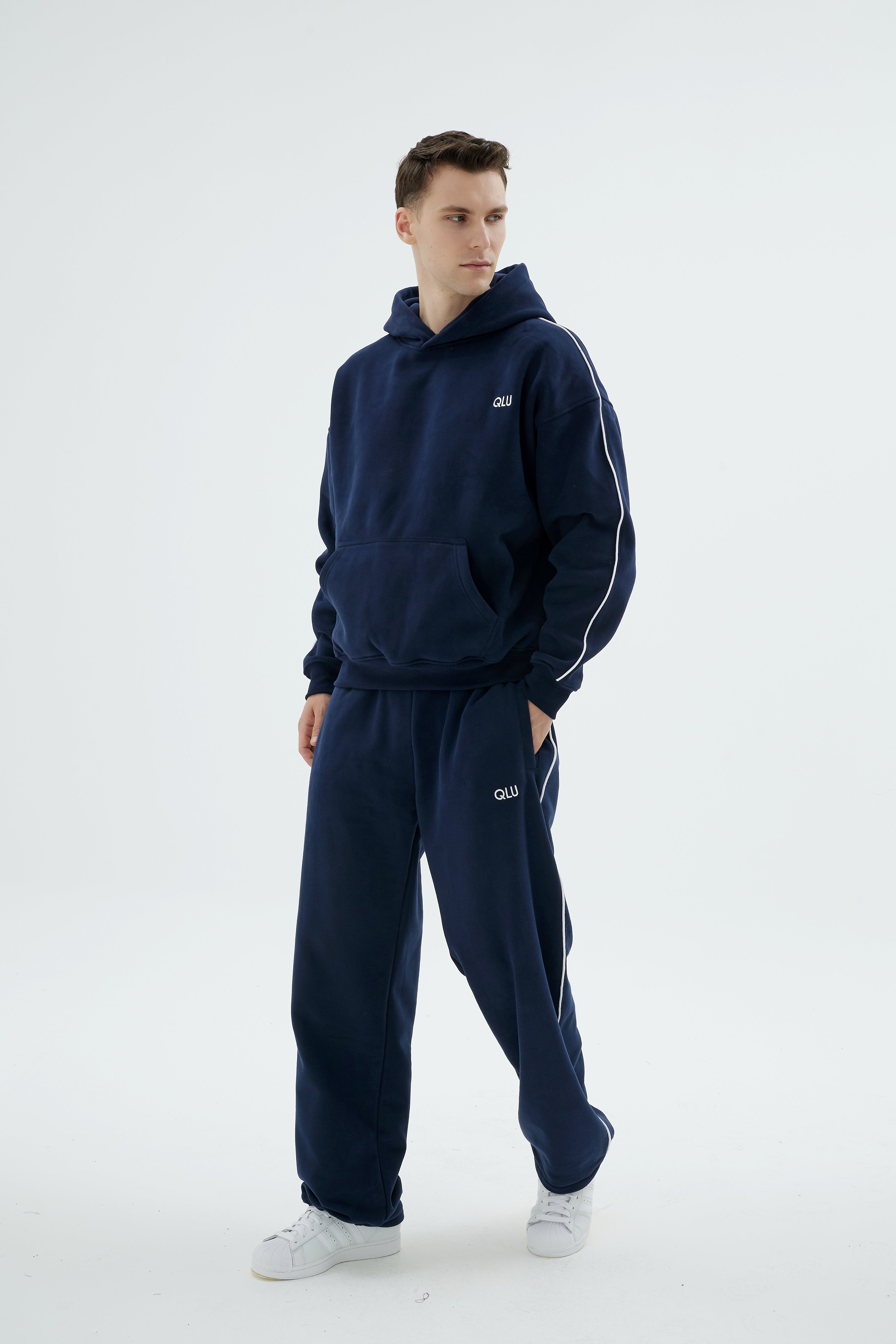 Rise Collection Erkek Line Hoodie – Dark Blue