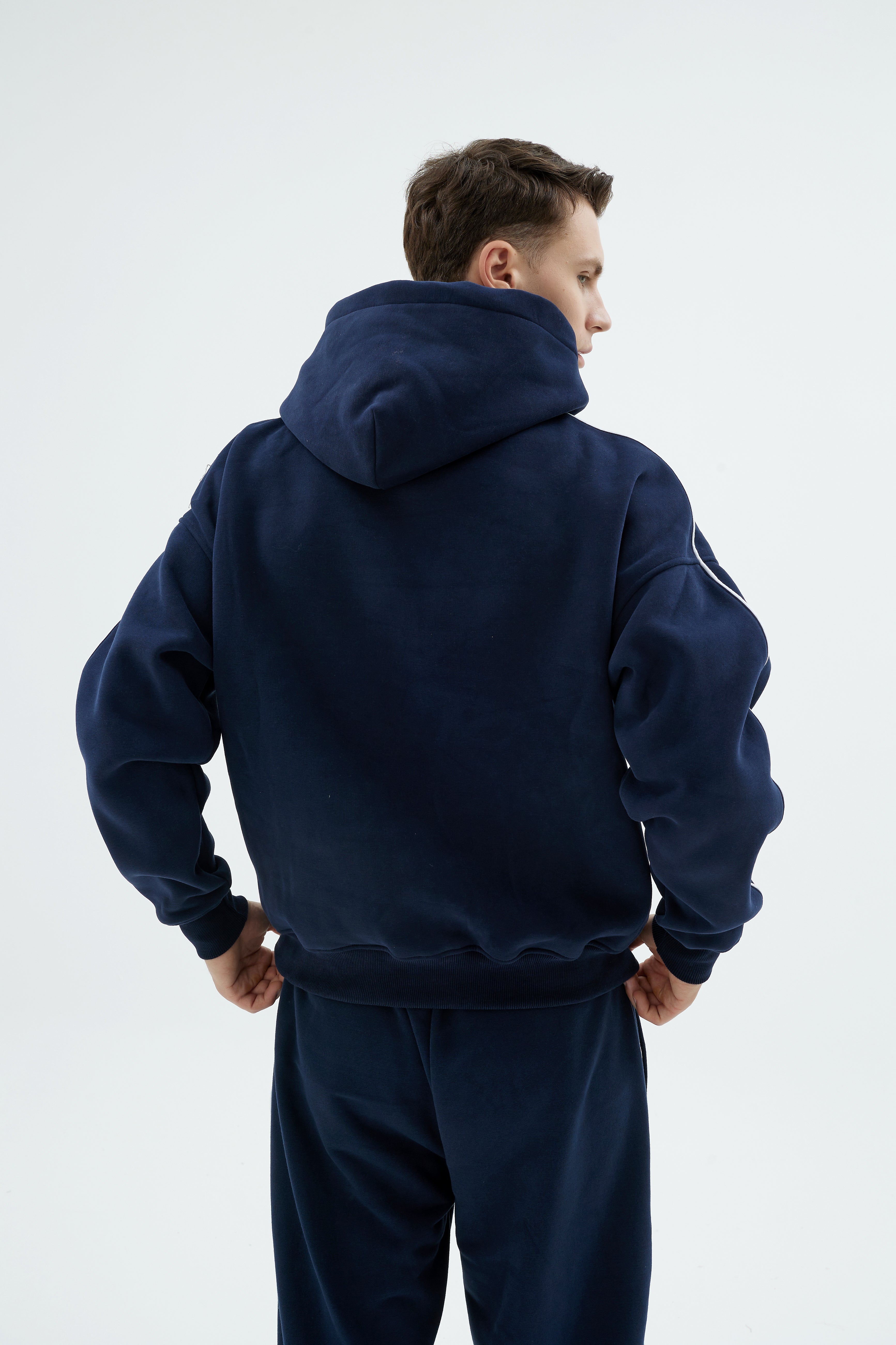 Rise Collection Erkek Line Hoodie – Dark Blue