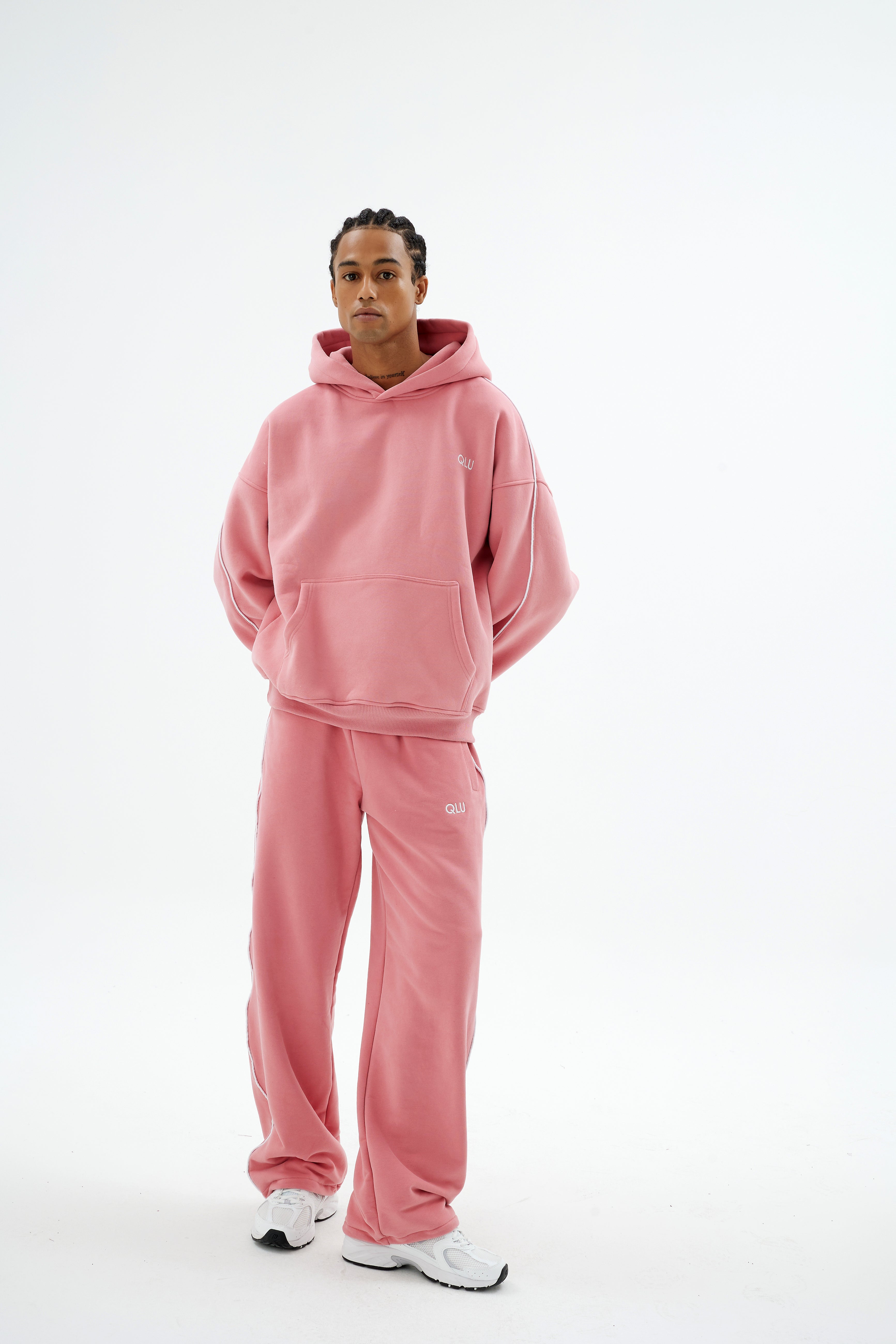 Rise Collection Erkek Line Hoodie – Bare pink