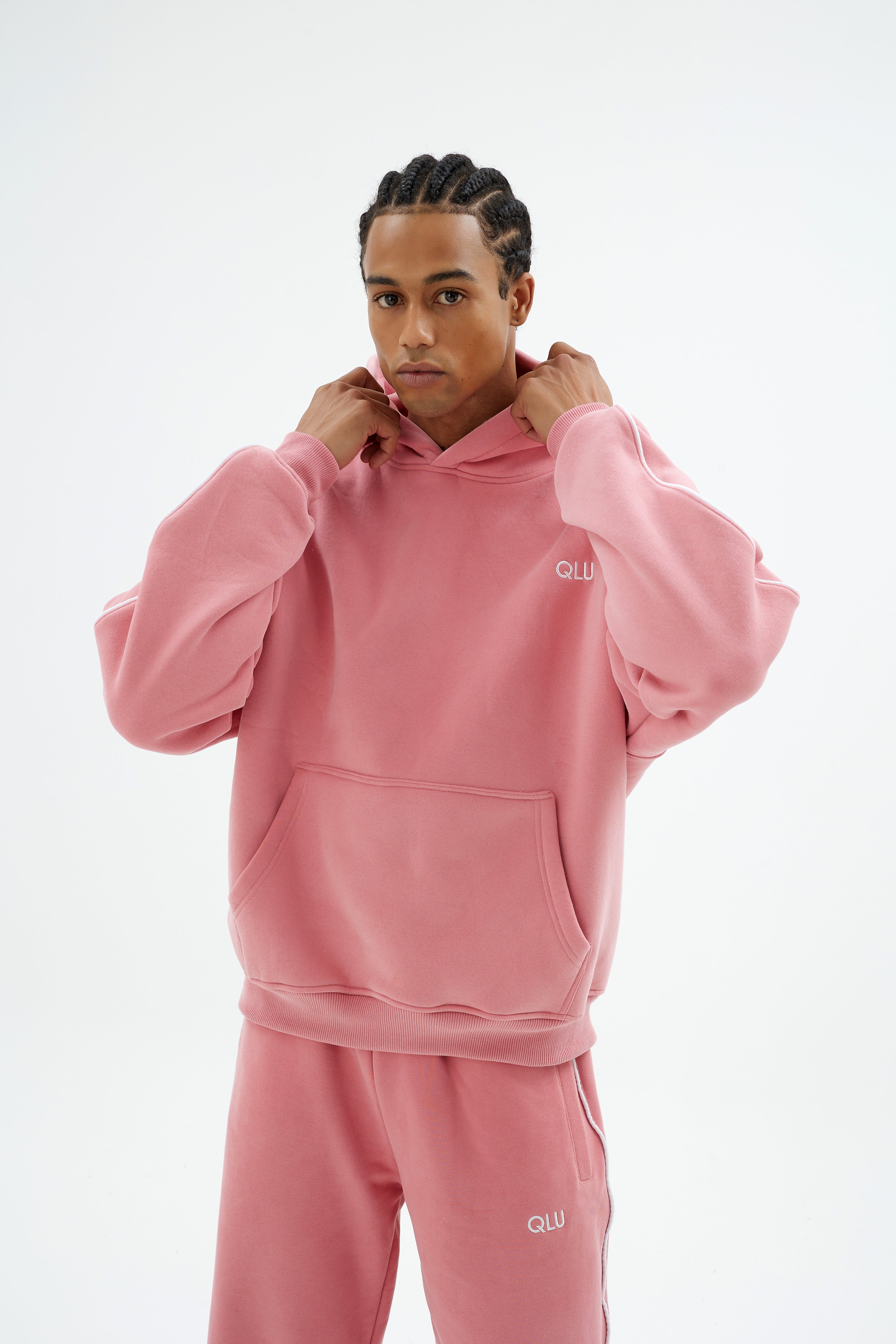 Rise Collection Erkek Line Hoodie – Bare pink