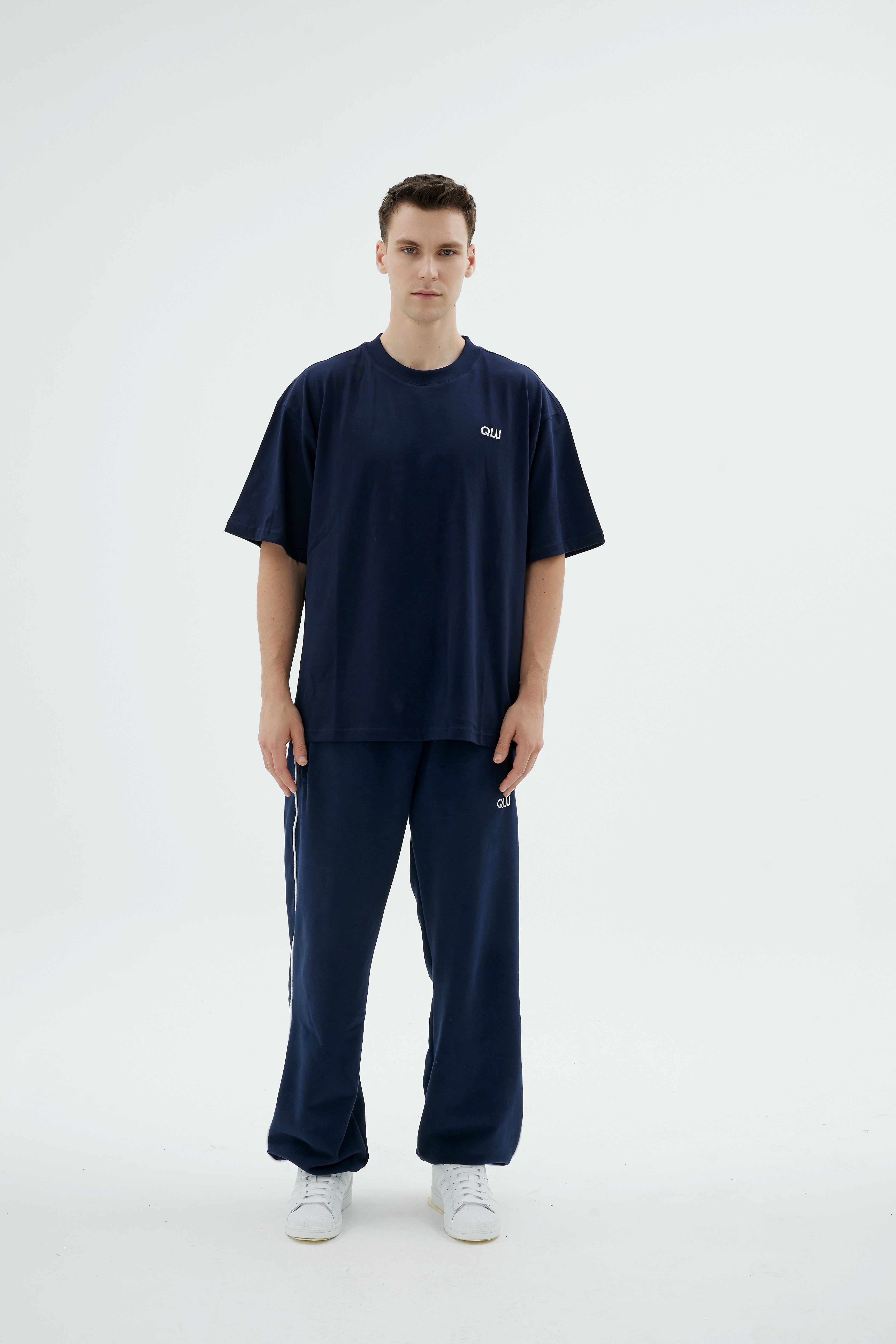 Rise Collection Erkek Overlay T-Shirt – Dark Blue