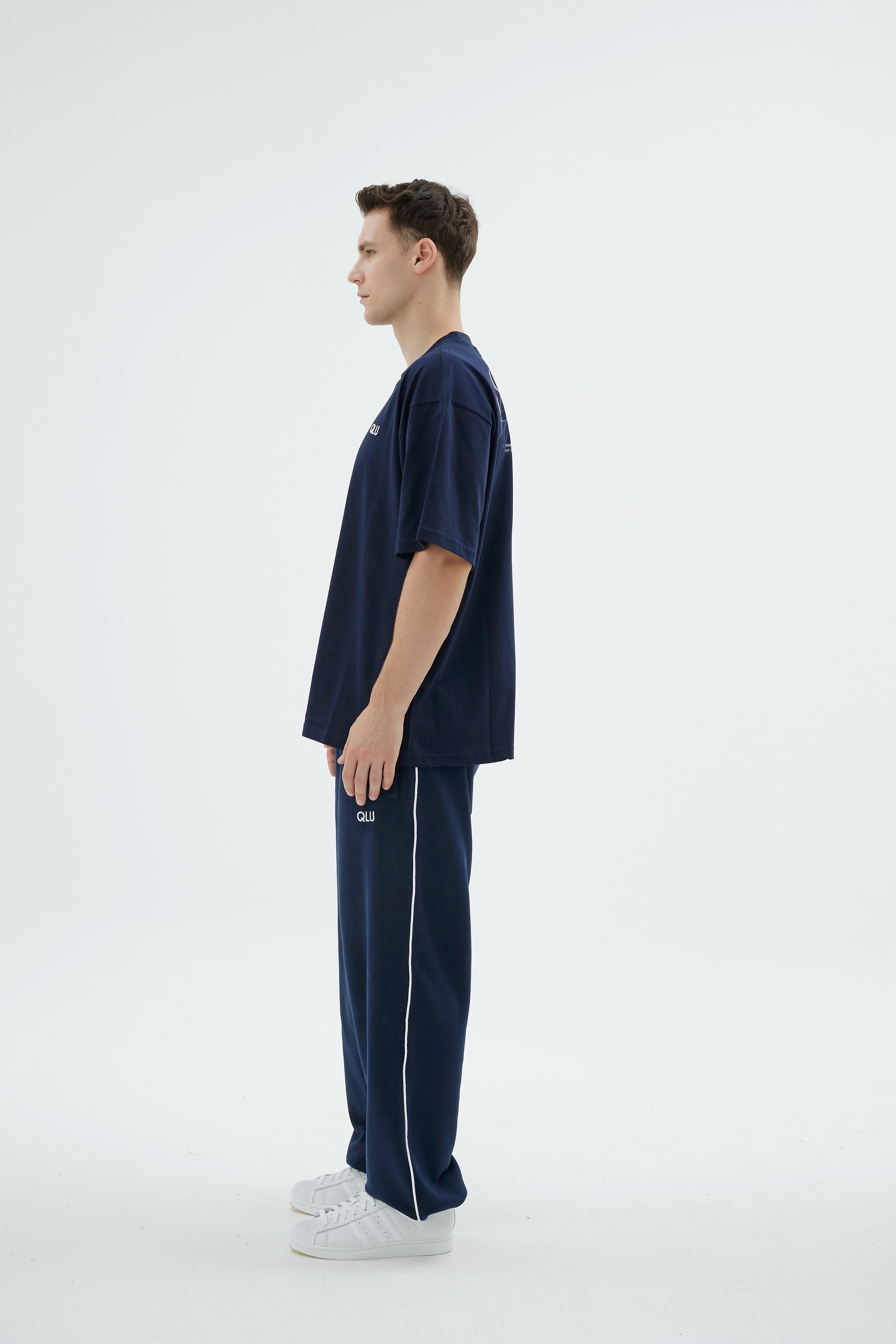 Rise Collection Erkek Overlay T-Shirt – Dark Blue