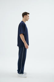 Rise Collection Erkek Overlay T-Shirt – Dark Blue