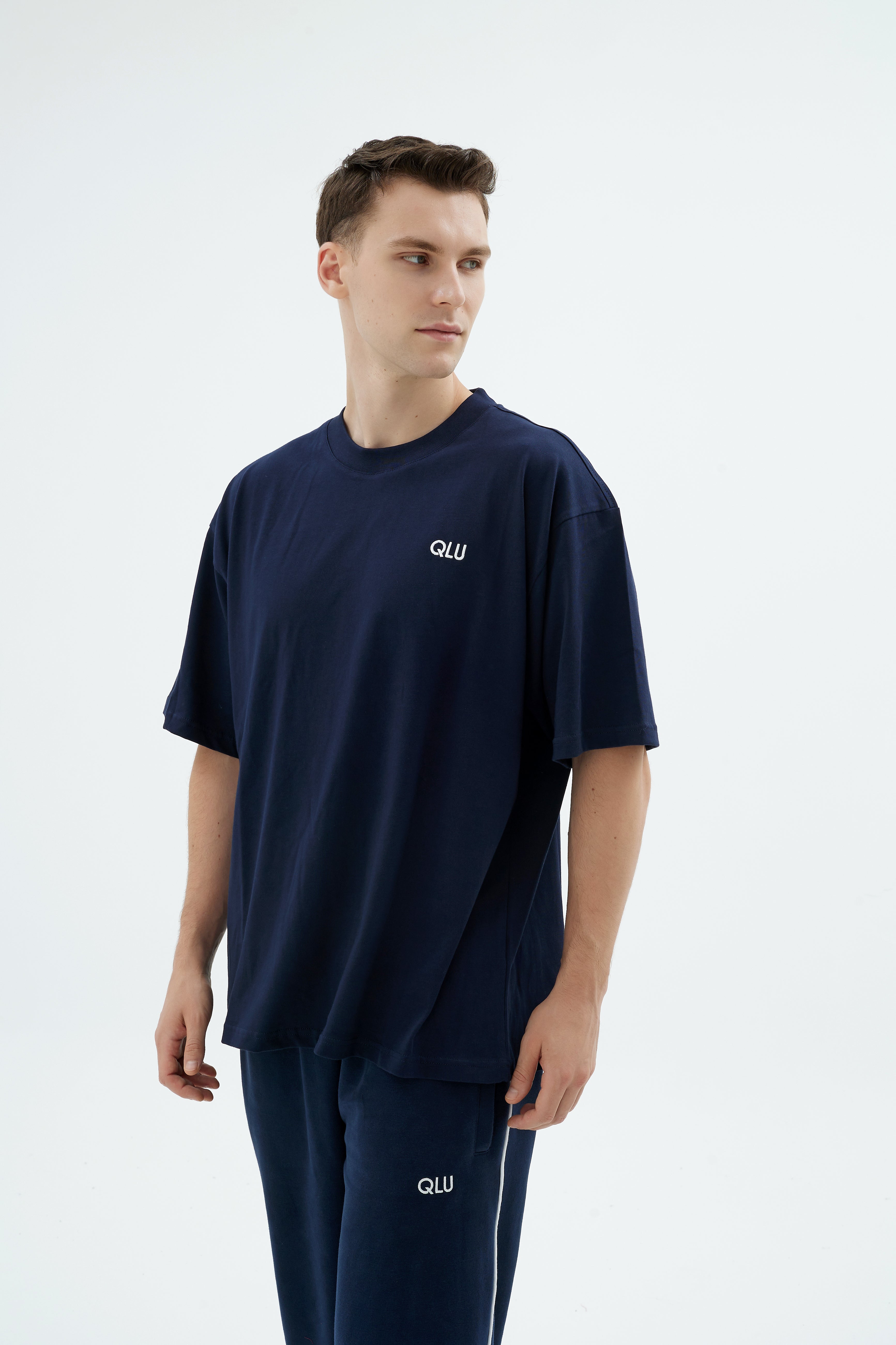 Rise Collection Erkek Overlay T-Shirt – Dark Blue
