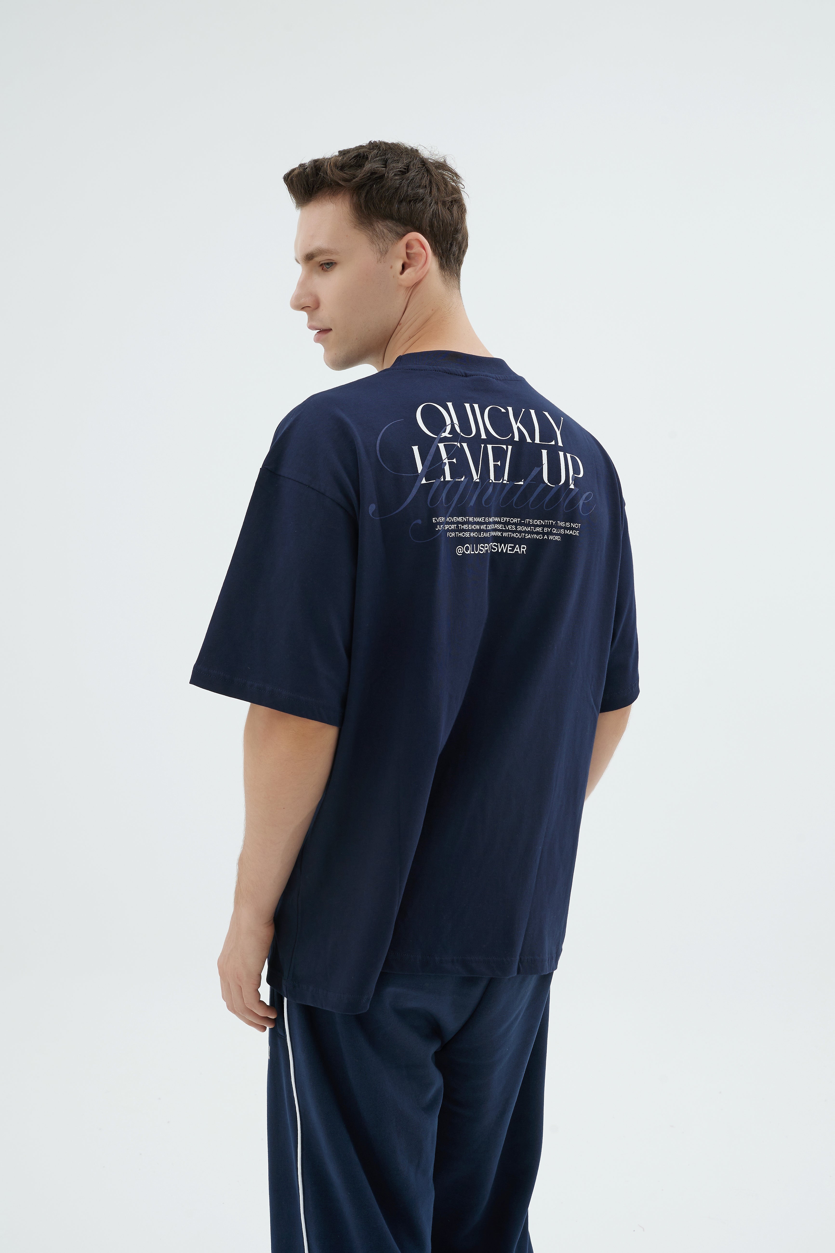 Rise Collection Erkek Overlay T-Shirt – Dark Blue | QLU