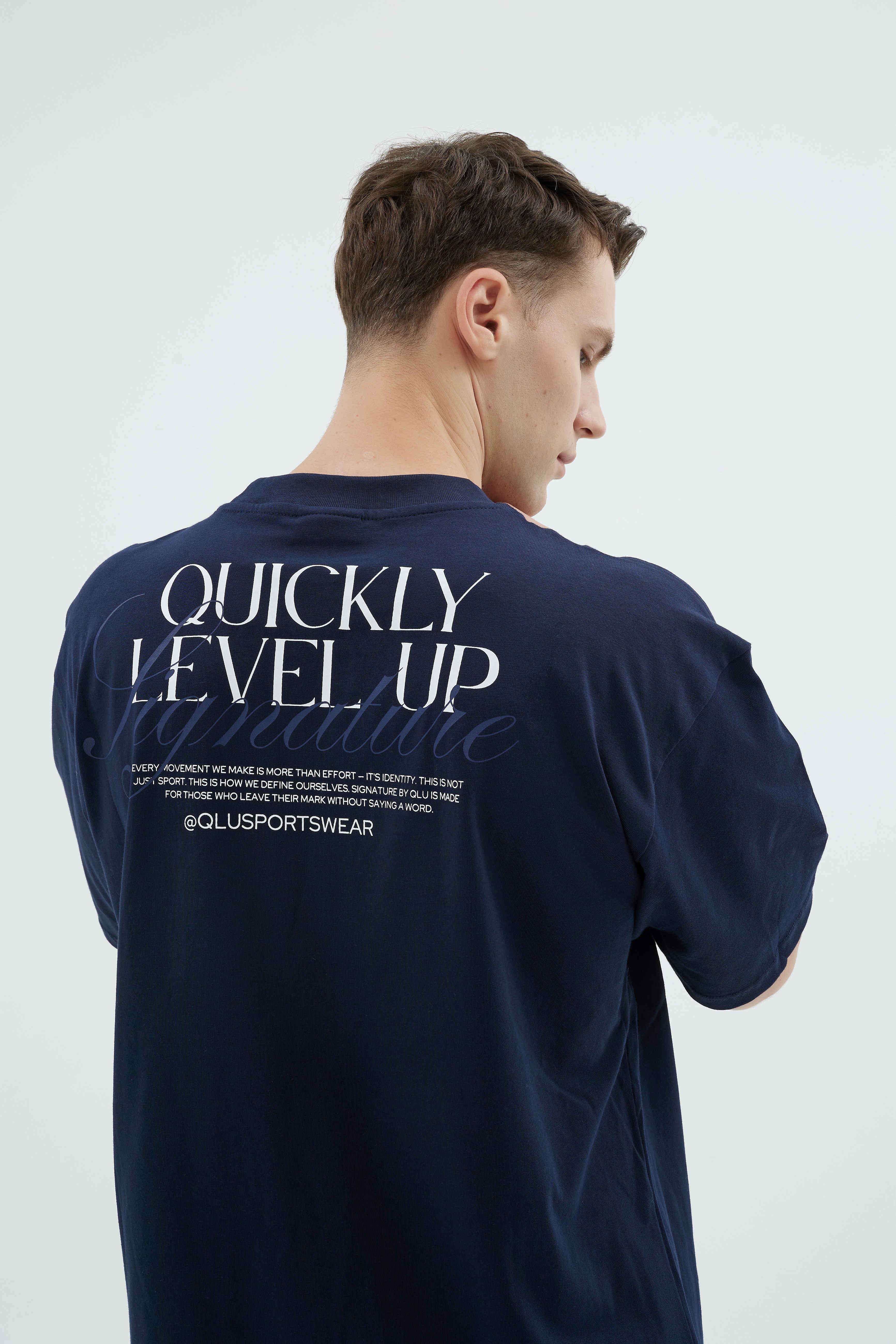 Rise Collection Erkek Overlay T-Shirt – Dark Blue | QLU