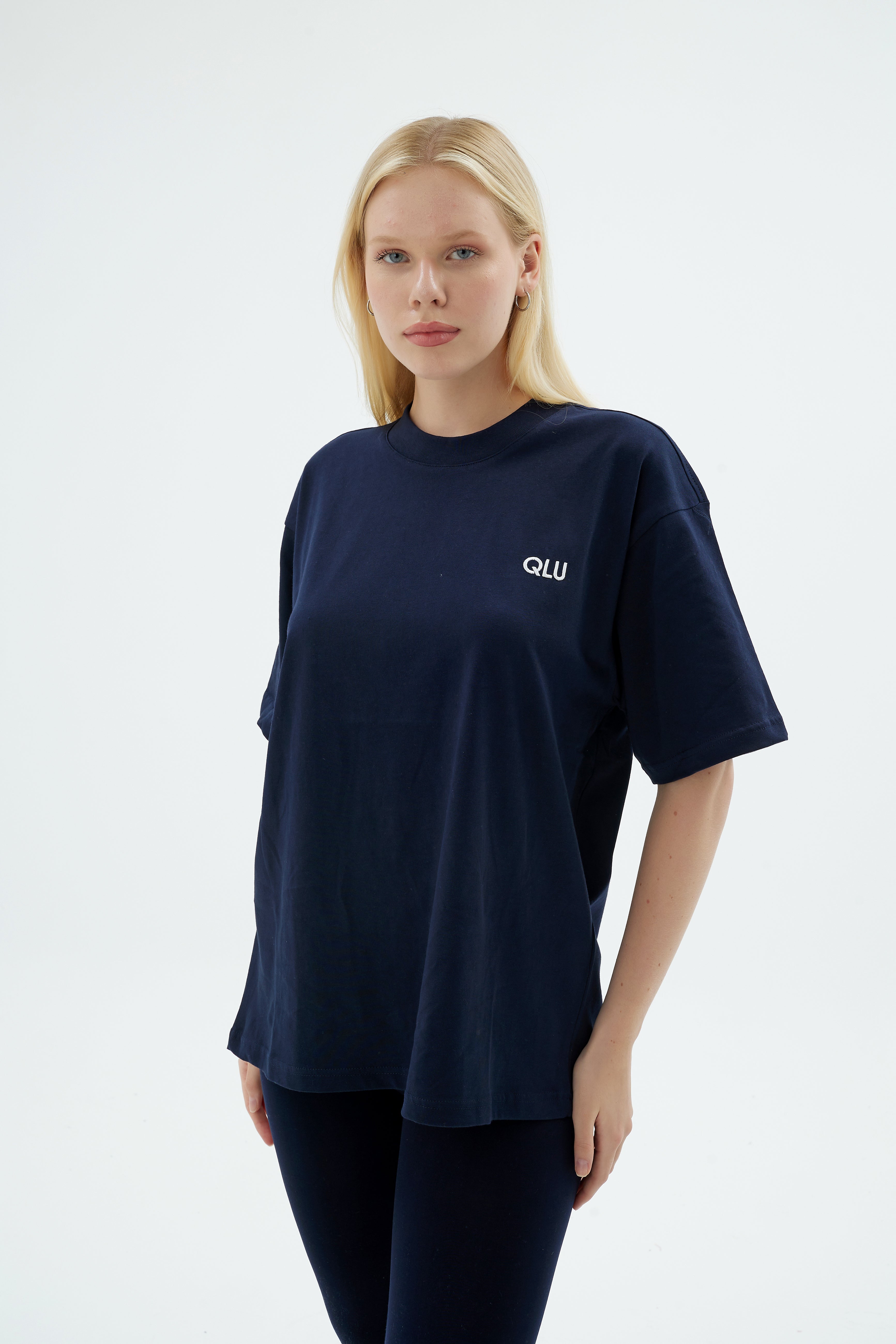 Rise Collection Kadın Overlay T-Shirt – Dark Blue