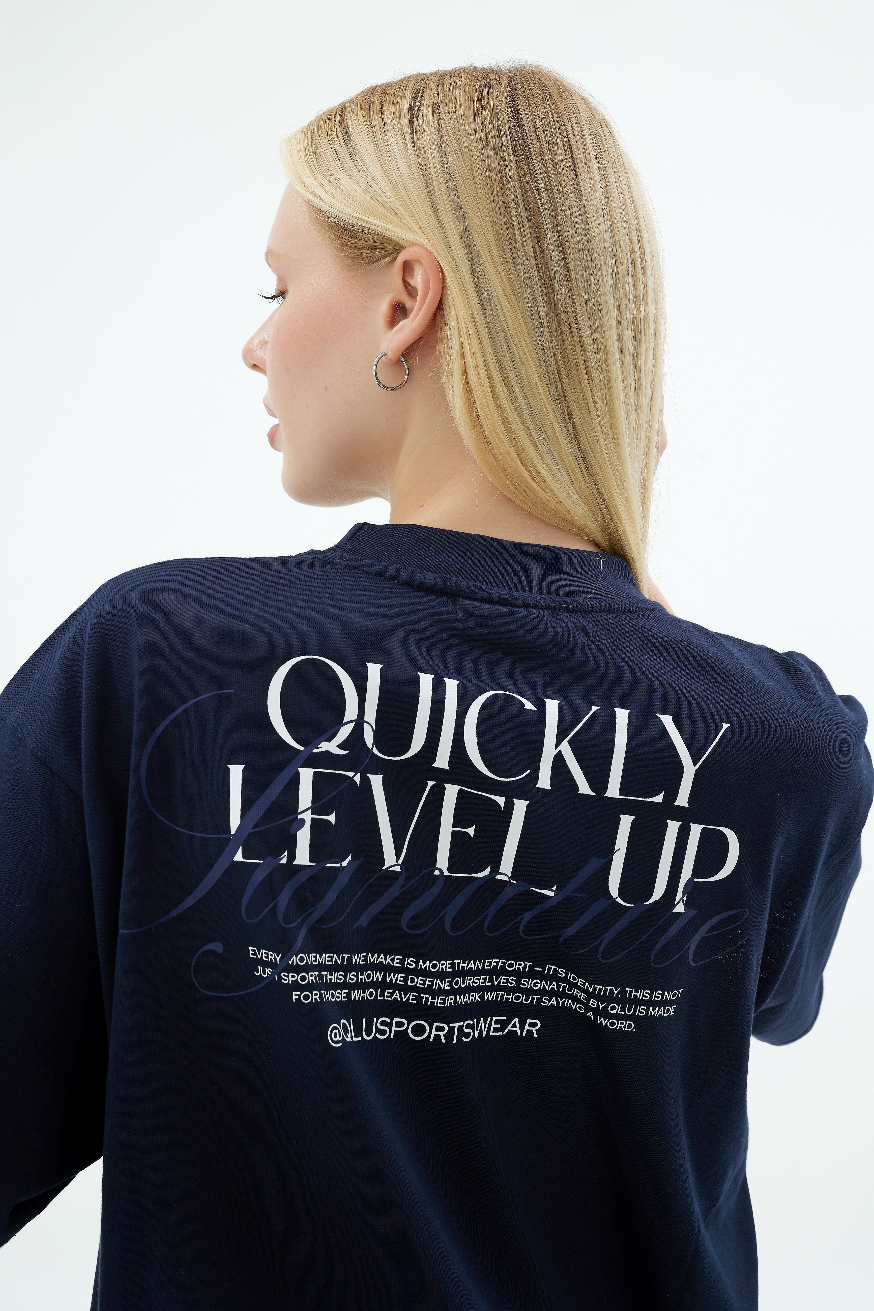 Rise Collection Kadın Overlay T-Shirt – Dark Blue