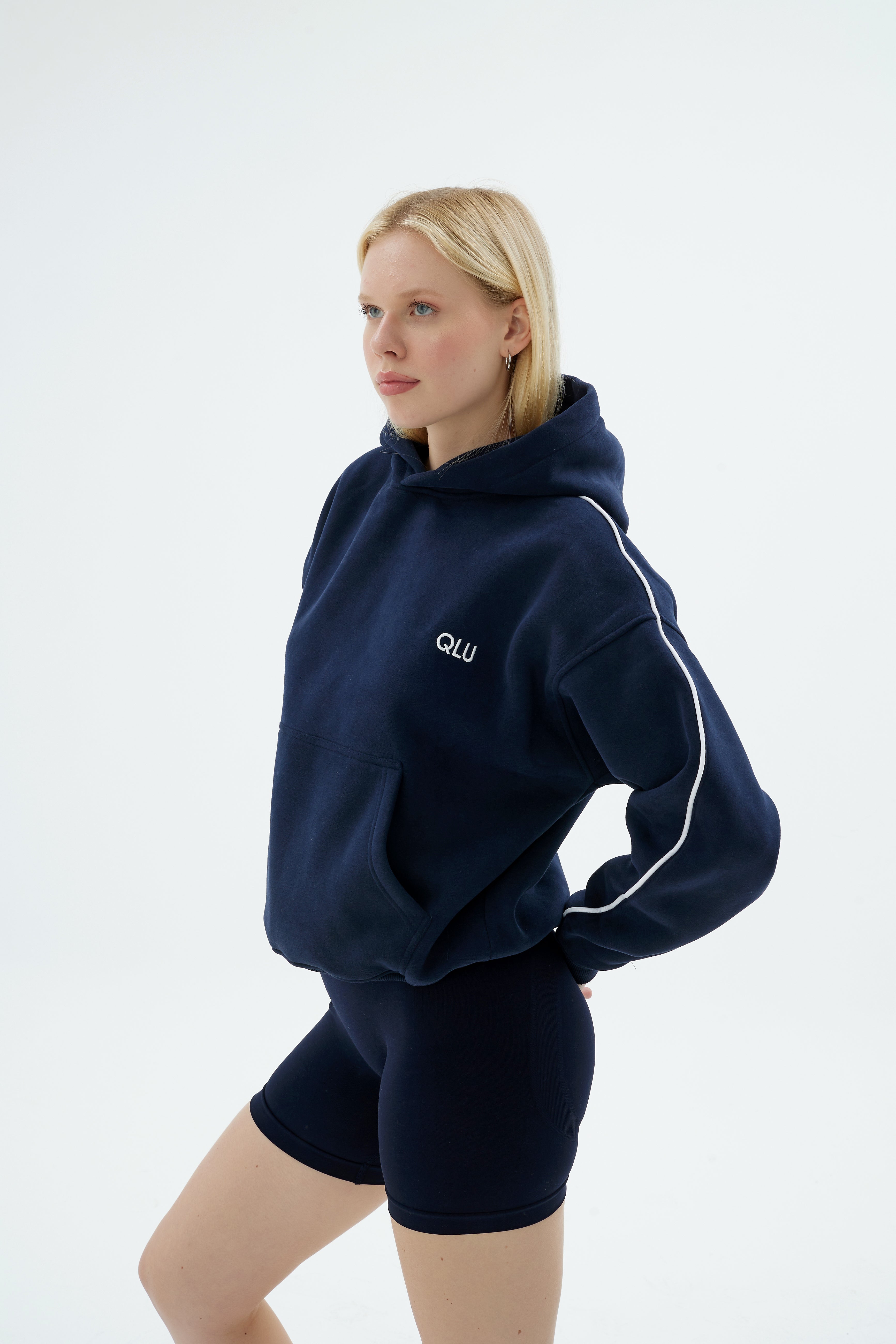 Rise Collection Kadın Line Hoodie – Dark Blue