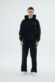 Rise Collection Erkek Line Hoodie – True Black