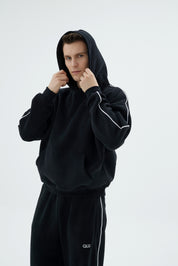 Rise Collection Erkek Line Hoodie – True Black