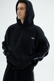 Rise Collection Erkek Line Hoodie – True Black