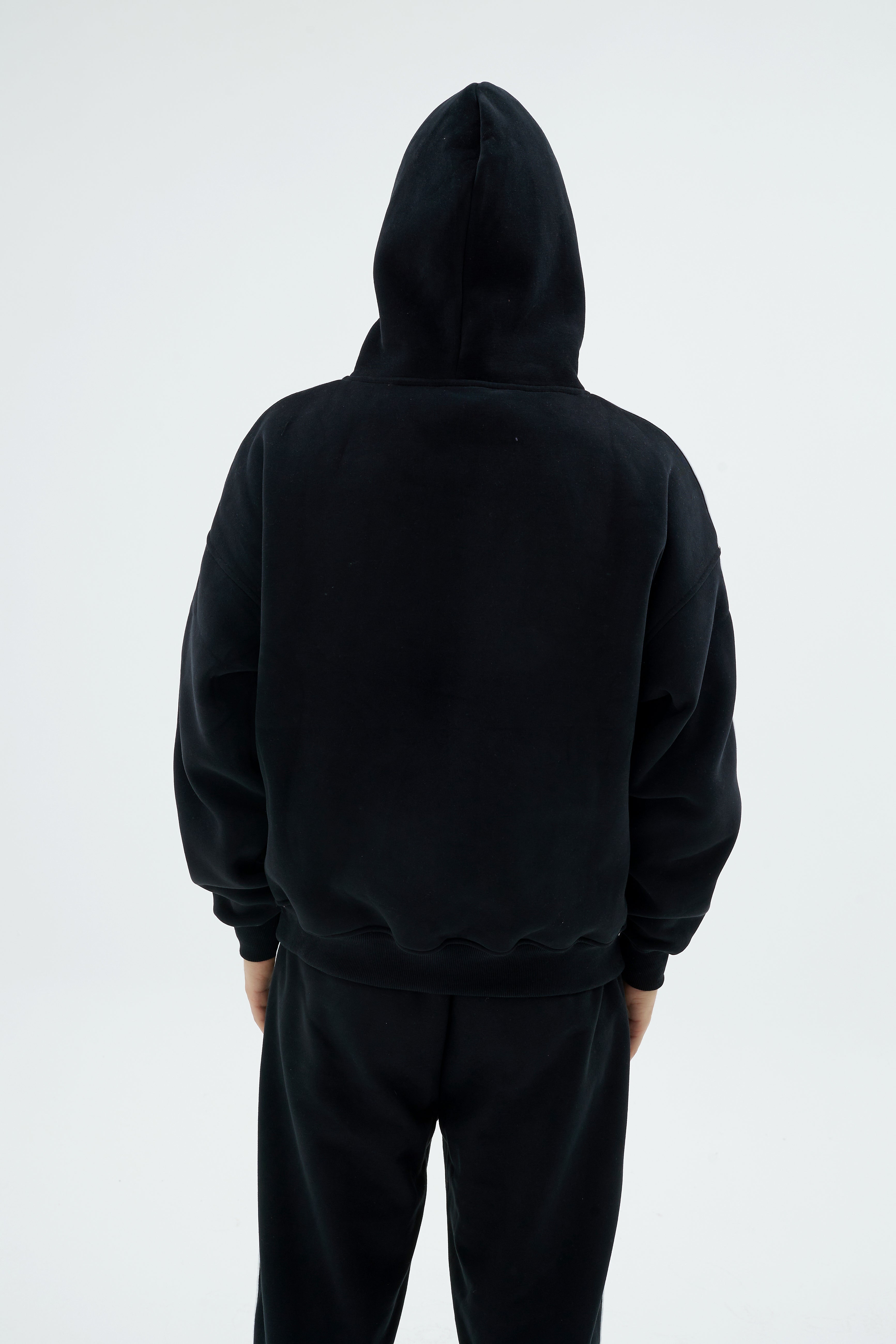 Rise Collection Erkek Line Hoodie – True Black