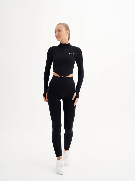 Qlu Infinity Collection Kadın Seamless/Dikişsiz Fermuarlı Crop Top