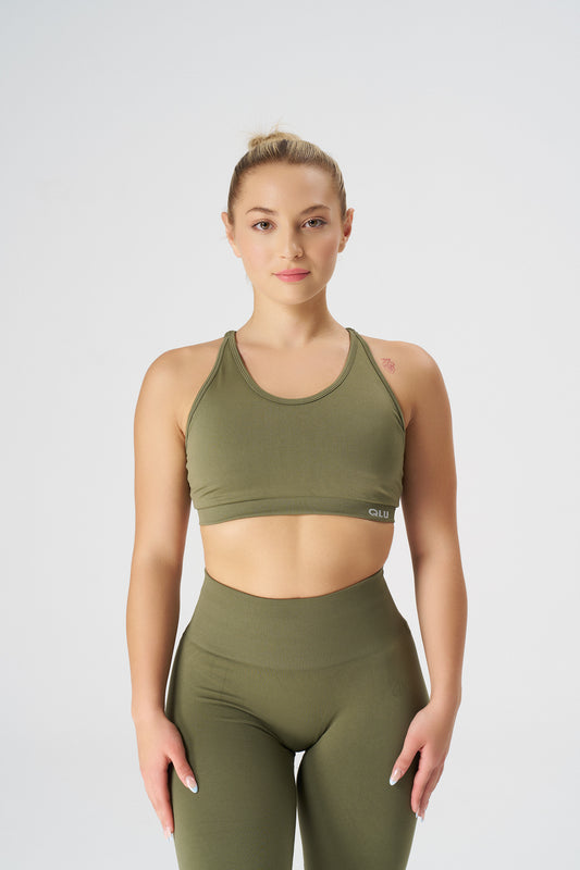 Qlu Attractive Collection Kadın Seamless/Dikişsiz Arkası Bağcıklı Bra/Spor Sütyen